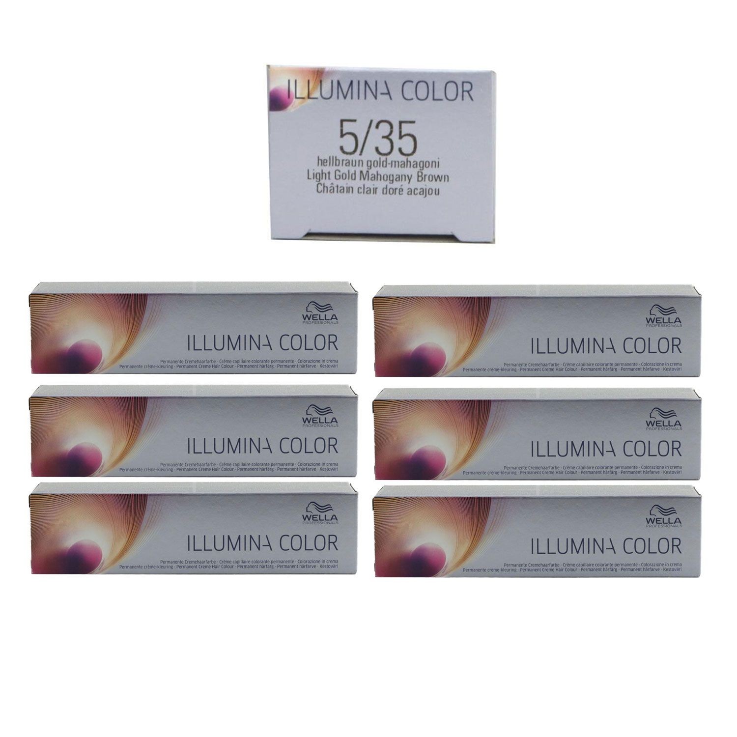 Wella Illumina 6 x 60 ml 5/35 hellbraun gold mahagoni Set