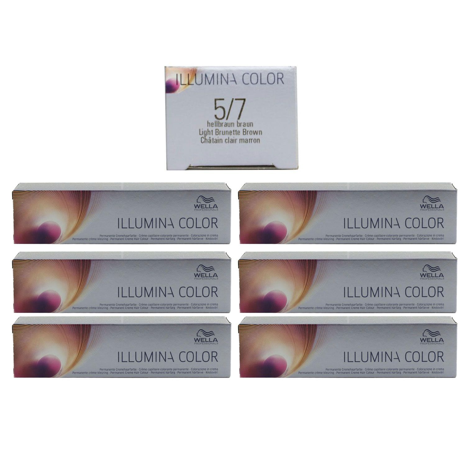 Wella Illumina 6 x 60 ml 5/7 hellbraun braun Set
