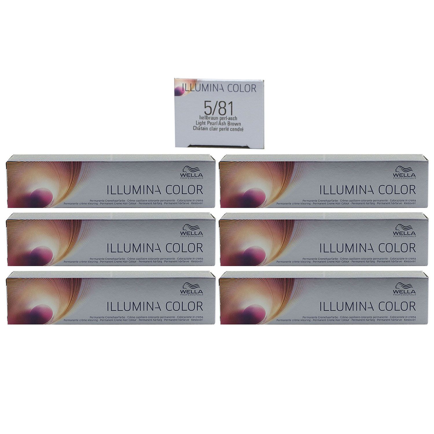 Wella Illumina 6 x 60 ml 5/81 hellbraun perl asch Set