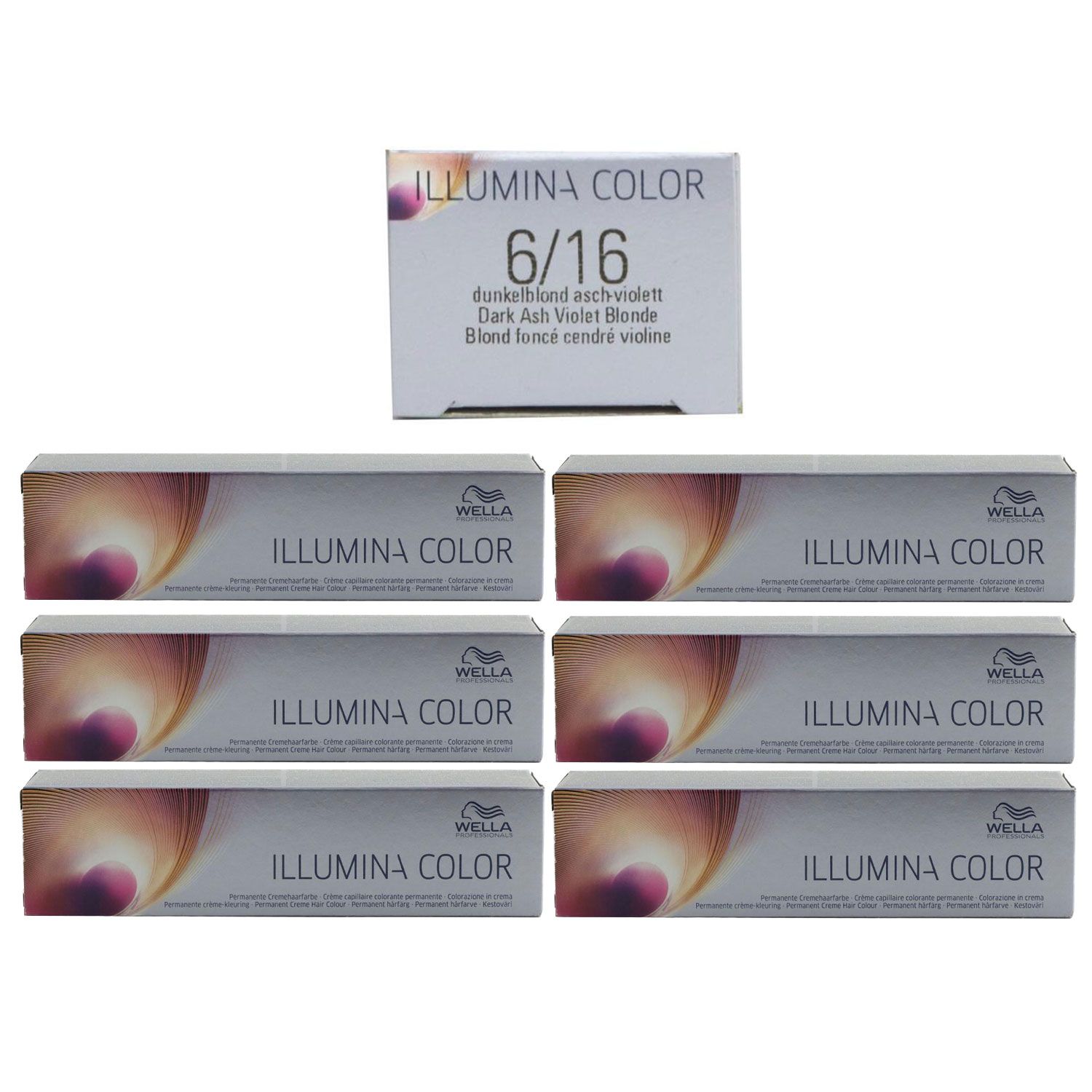 Wella Illumina 6 x 60 ml 6/16 dunkelblond asch violett Set