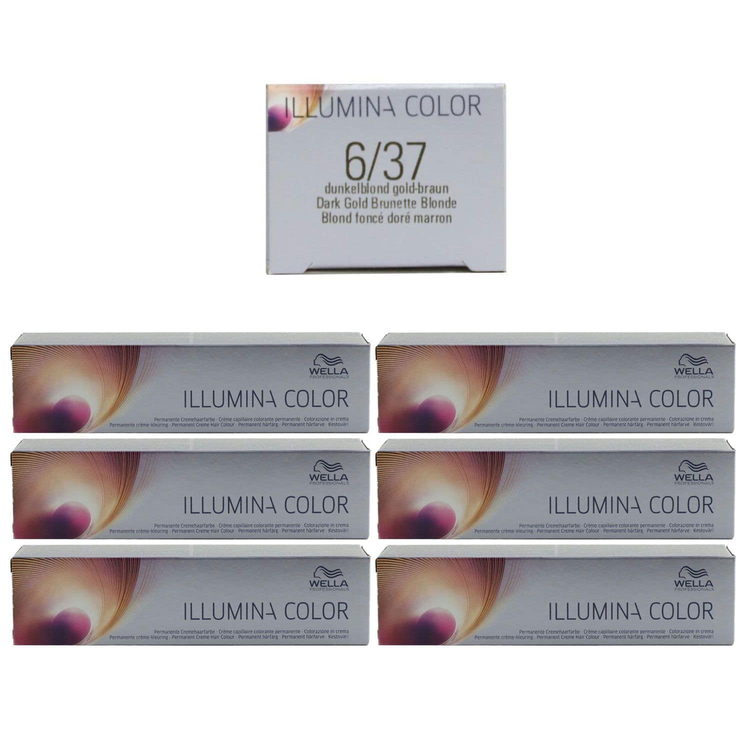 Wella Illumina 6 x 60 ml 6/37 dunkelblond gold braun Set