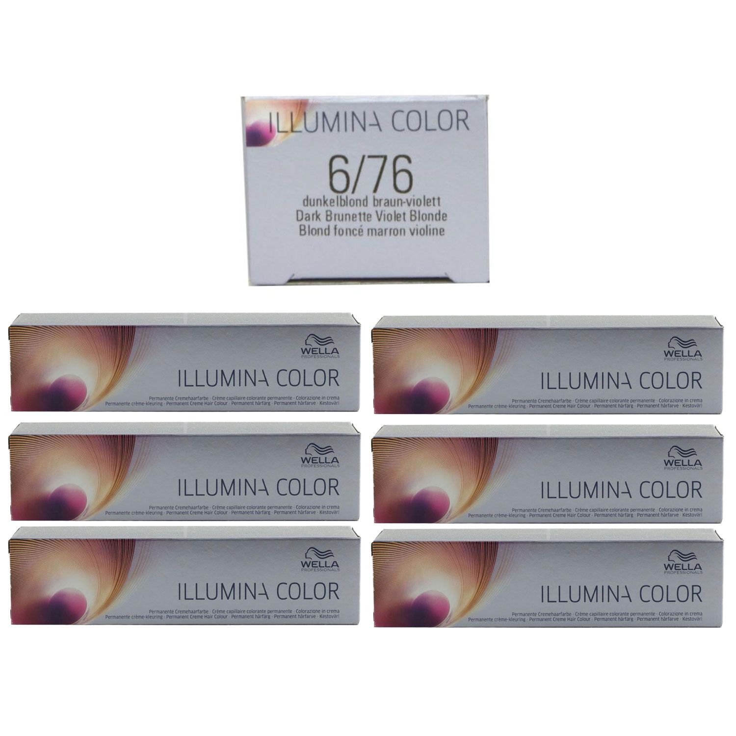 Wella Illumina 6 x 60 ml 6/76 dunkelblond braun violett Set