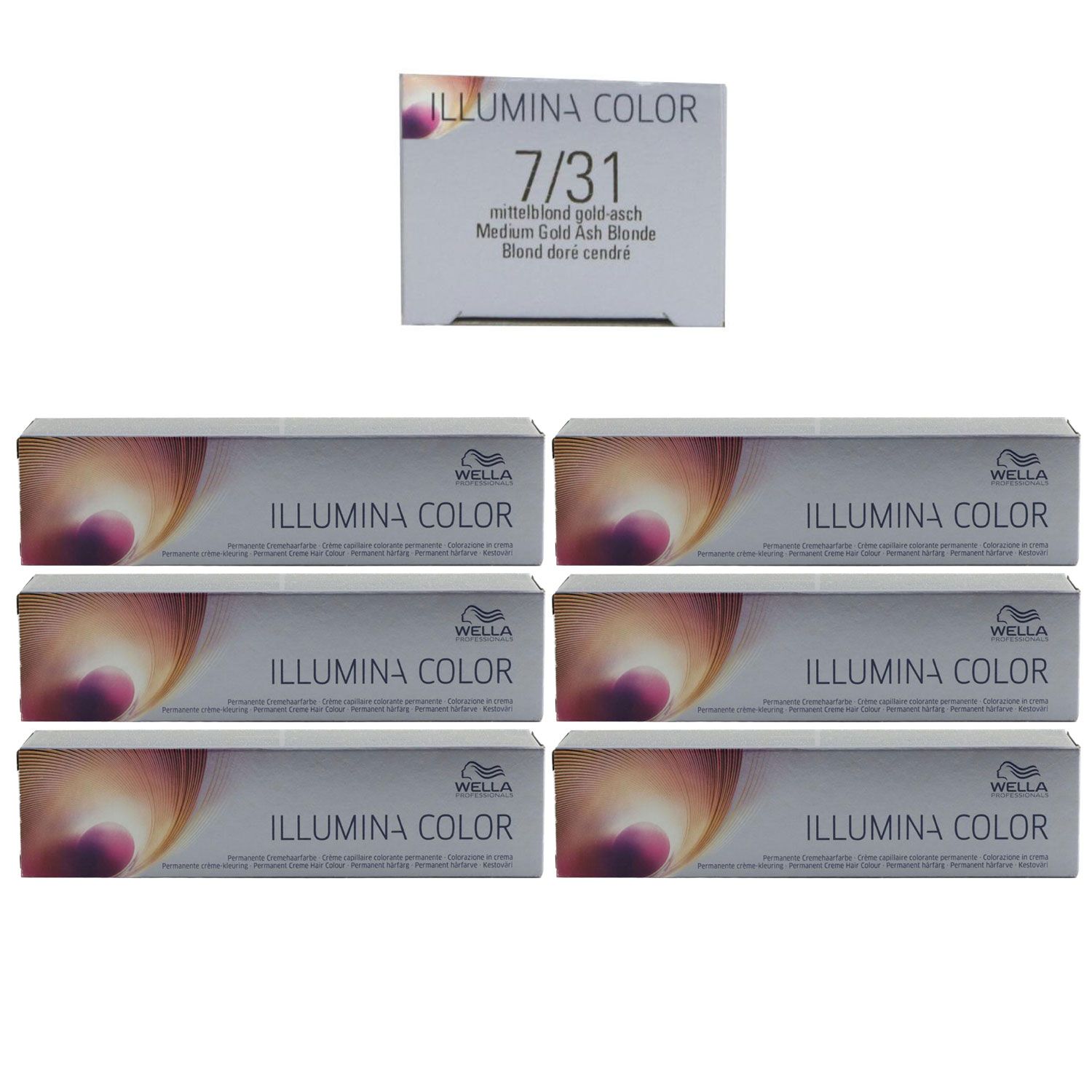 Wella Illumina 6 x 60 ml 7/31 mittelblond gold asch Set