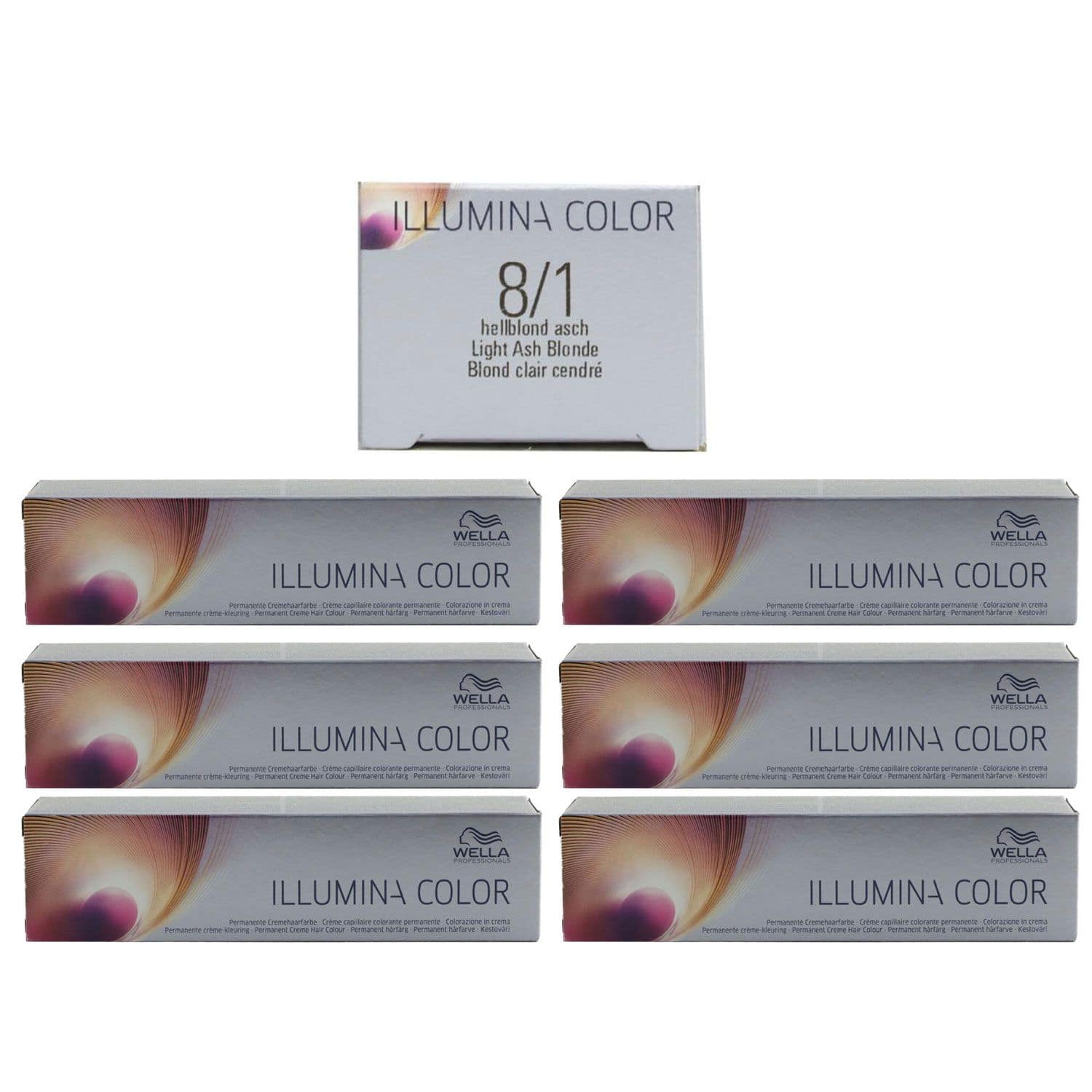 Wella Illumina 6 x 60 ml 8/1 hellblond asch Set