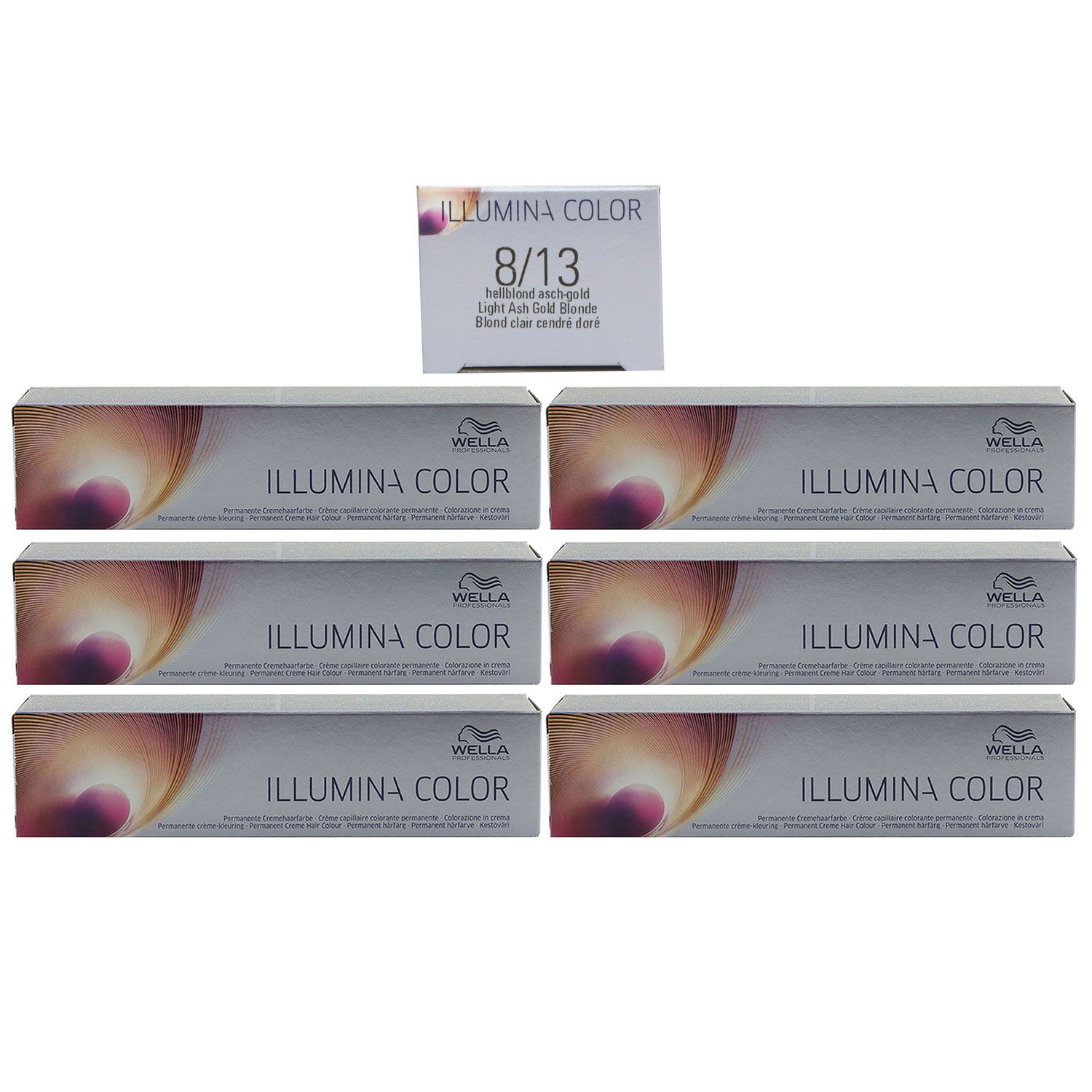 Wella Illumina 6 x 60 ml 8/13 hellblond asch gold Set