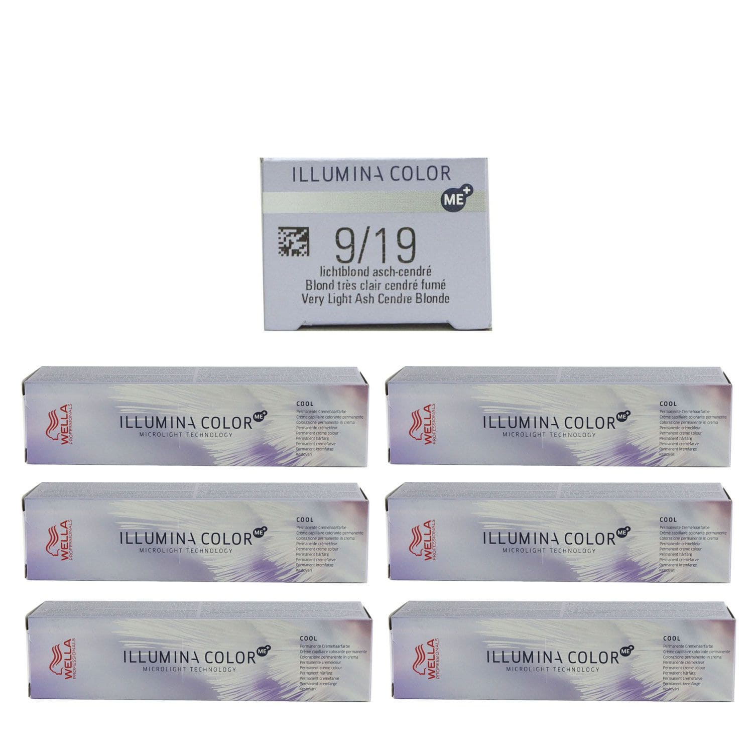 Wella Illumina 6 x 60 ml 9/19 lichtblond asch cendre Set