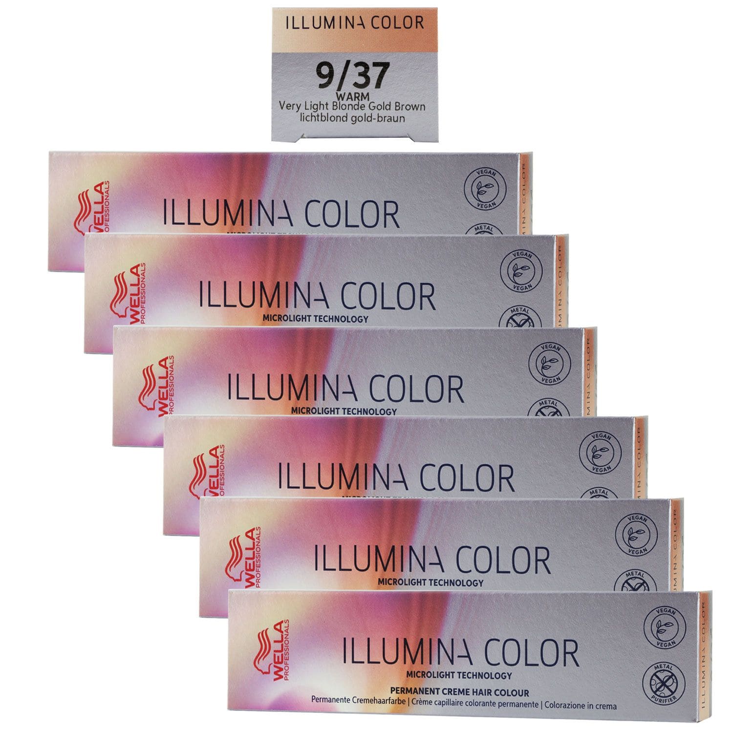 Wella Illumina 6 x 60 ml 9/37 lichtblond gold braun Set