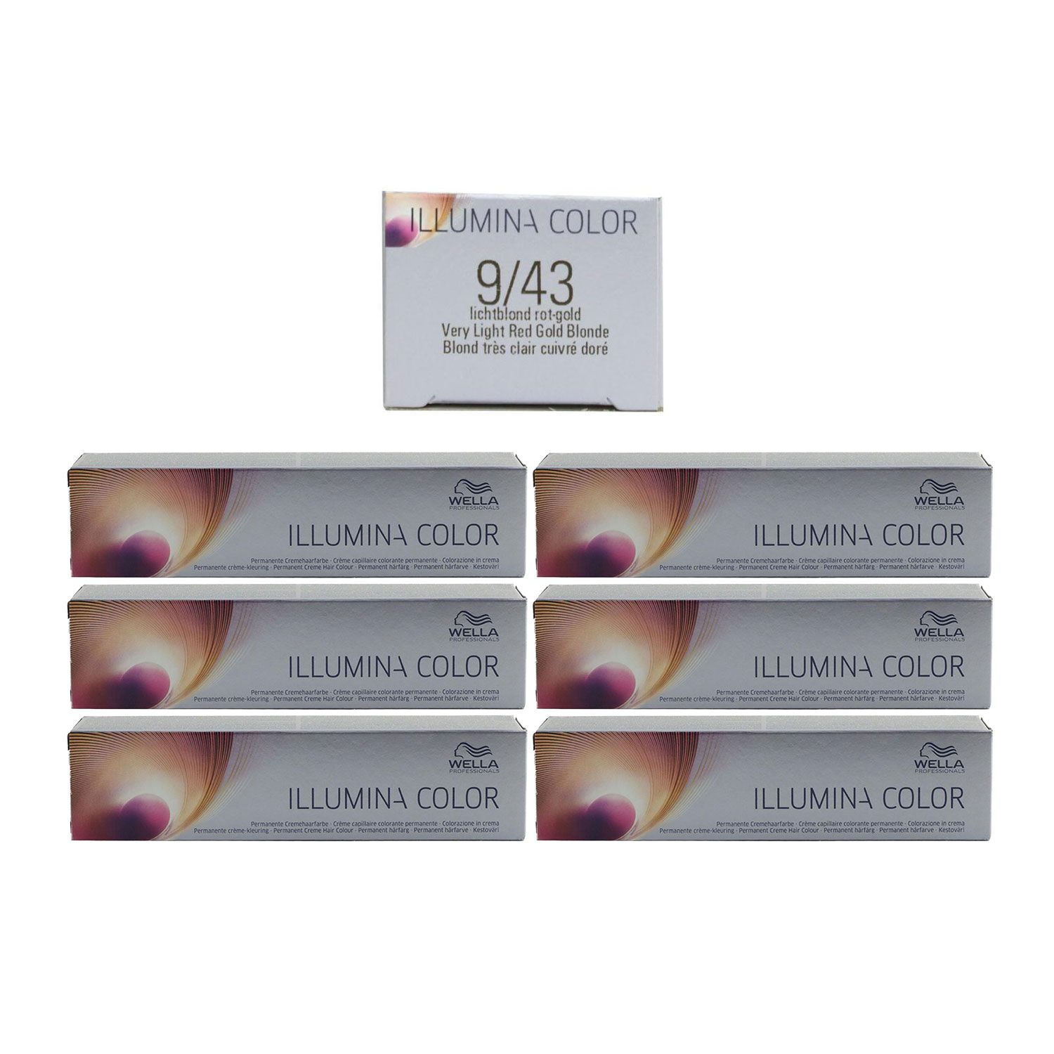 Wella Illumina 6 x 60 ml 9/43 lichtblond rot gold Set