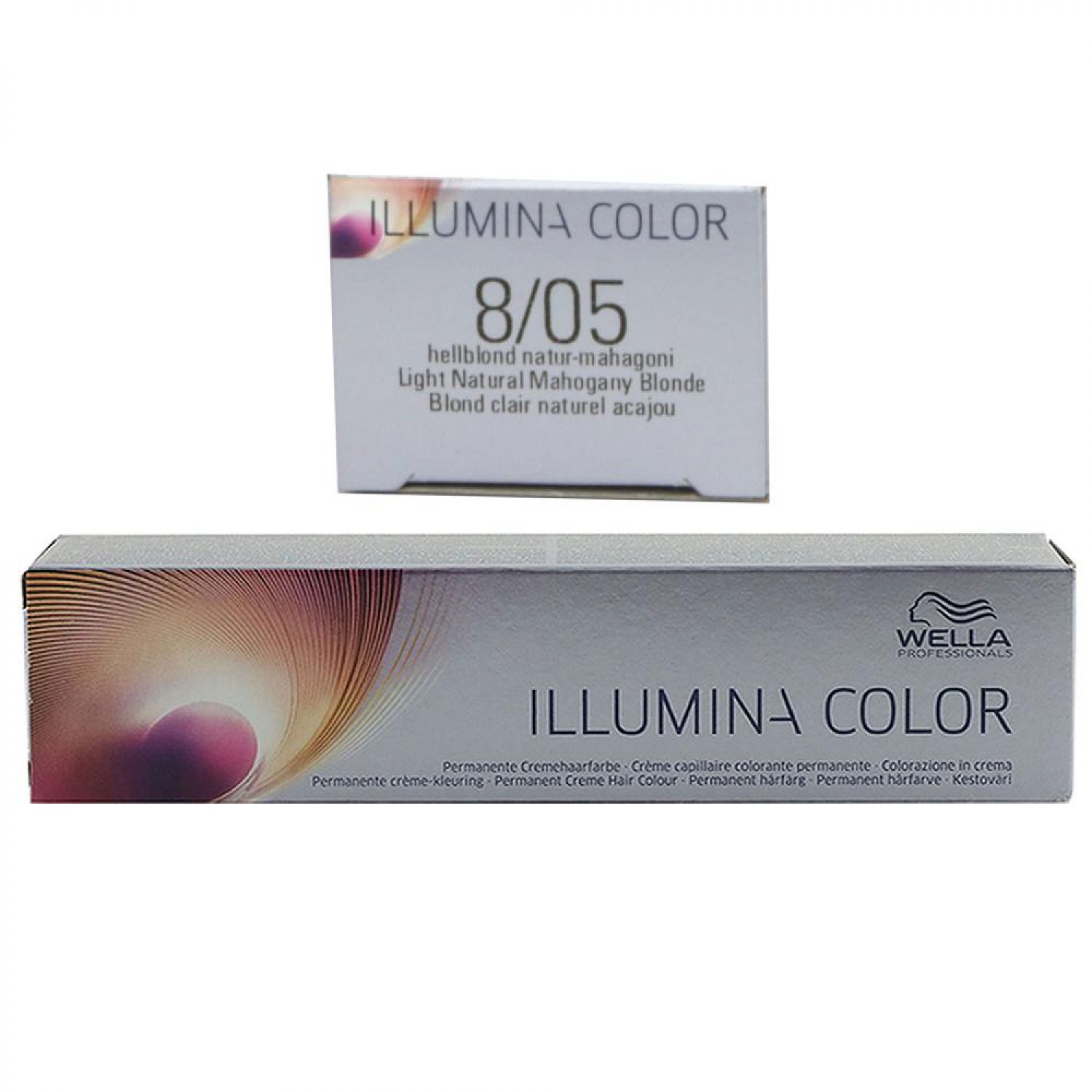Wella Illumina 60 ml 8/05 hellblond natur mahagoni permanente Cremehaarfarbe