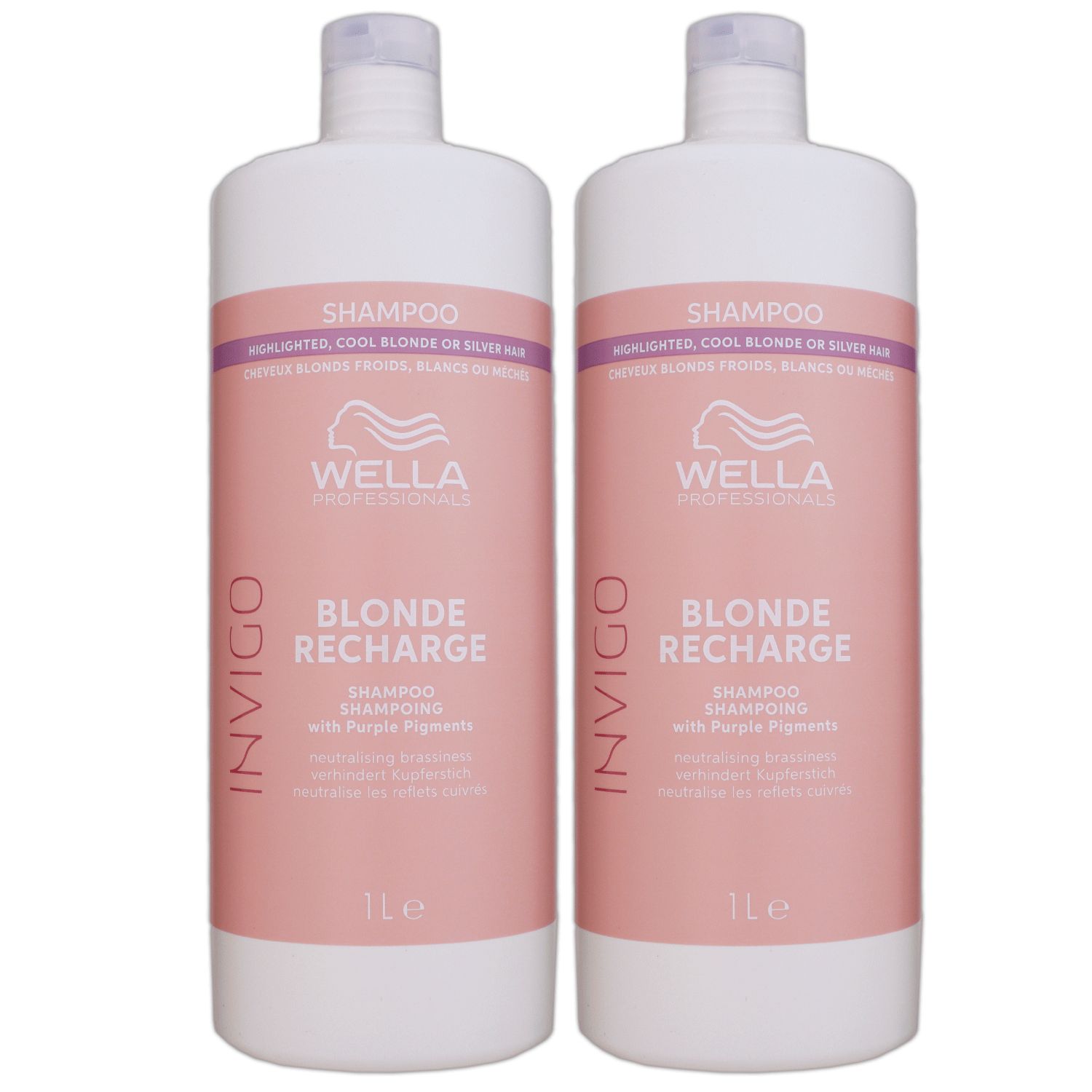 Wella Invigo Blonde Recharge 2 x 1000 ml Shampoo farbauffrischendes Blondshampoo Set