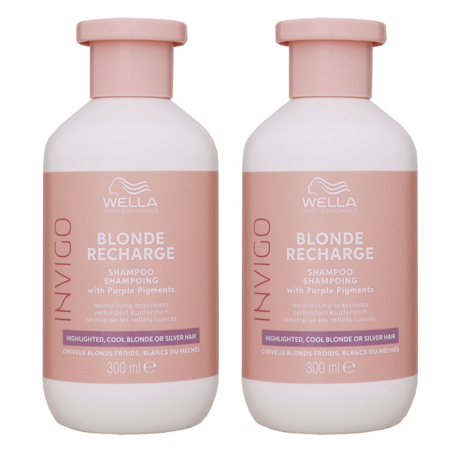 Wella Invigo Blonde Recharge 2 x 300 ml Haarshampoo Silbershampoo Set