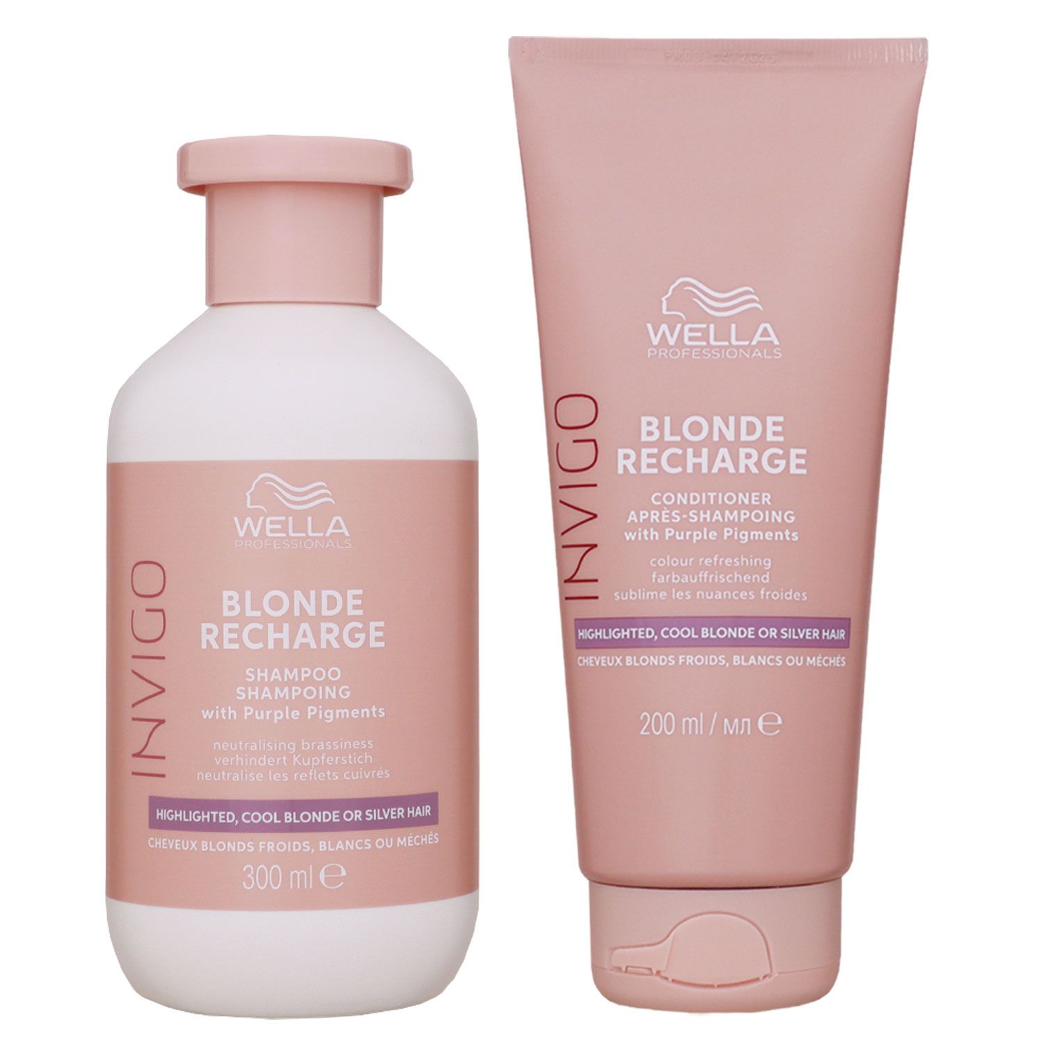 Wella Invigo Blonde Recharge 300 ml Shampoo & 200 ml Conditioner Silber Set
