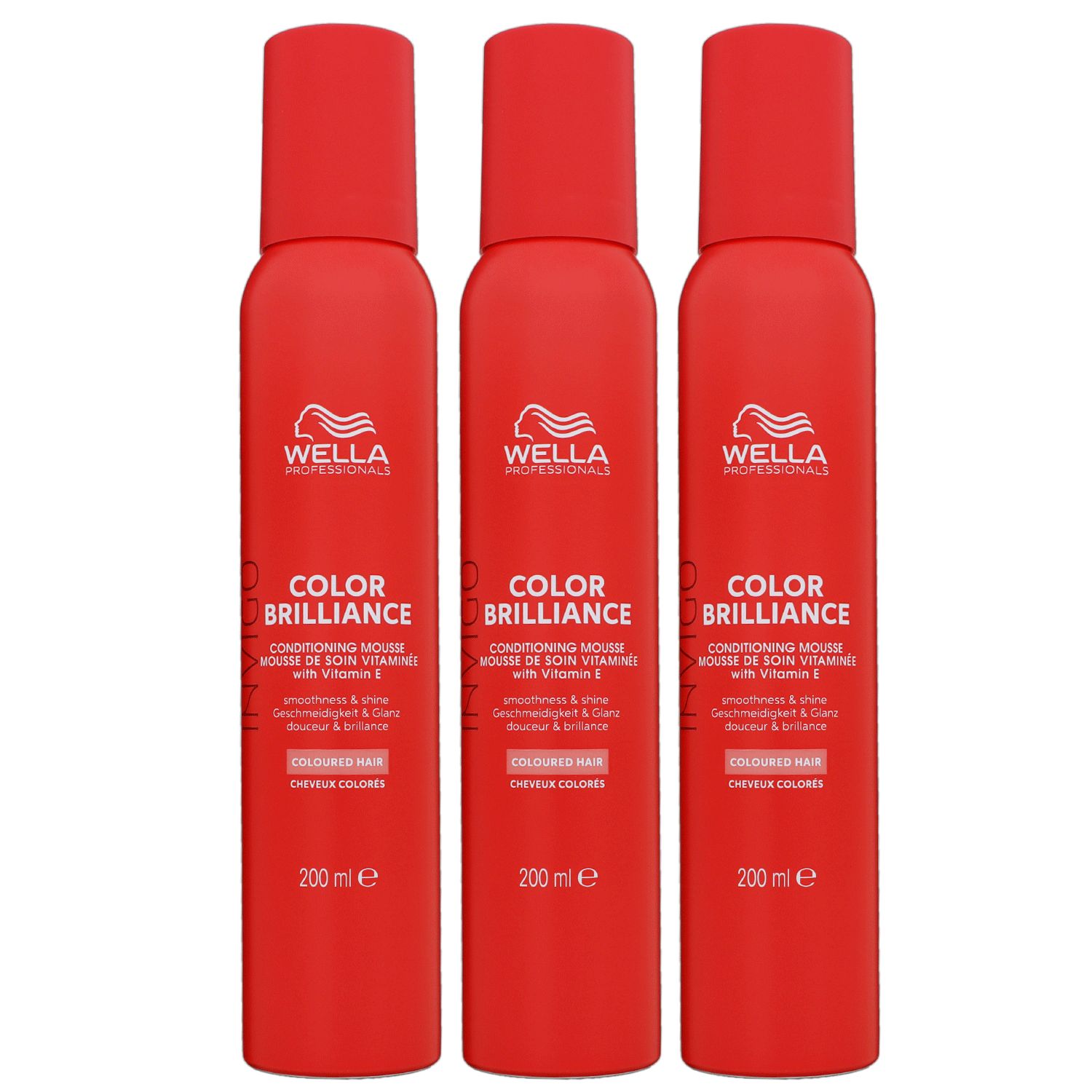 Wella Invigo Color Brilliance 3 x 200 ml Conditioning Mousse Schaum f�r coloriertes Haar Set