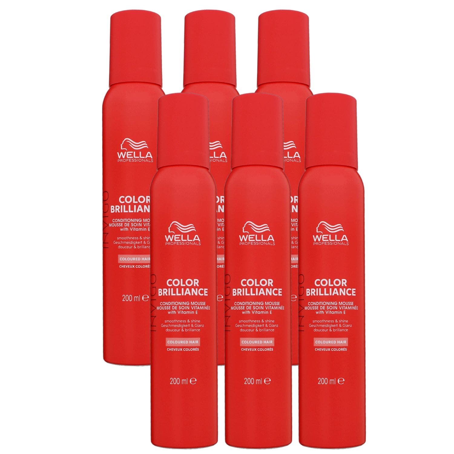 Wella Invigo Color Brilliance 6 x 200 ml Conditioning Mousse Schaum f�r coloriertes Haar Set