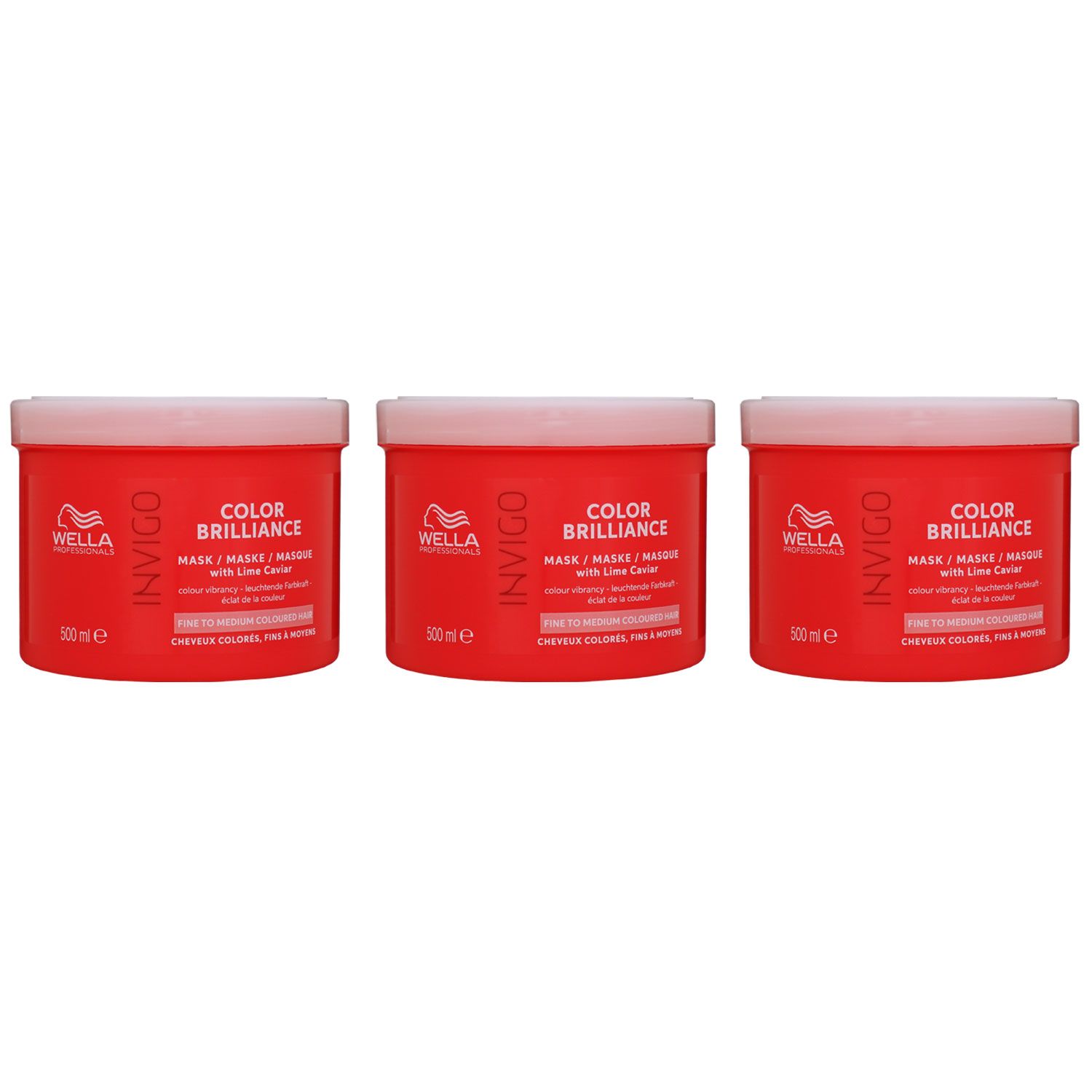 Wella Invigo Color Brilliance Mask 3 x 500 ml f�r feines normales coloriertes Haar Set