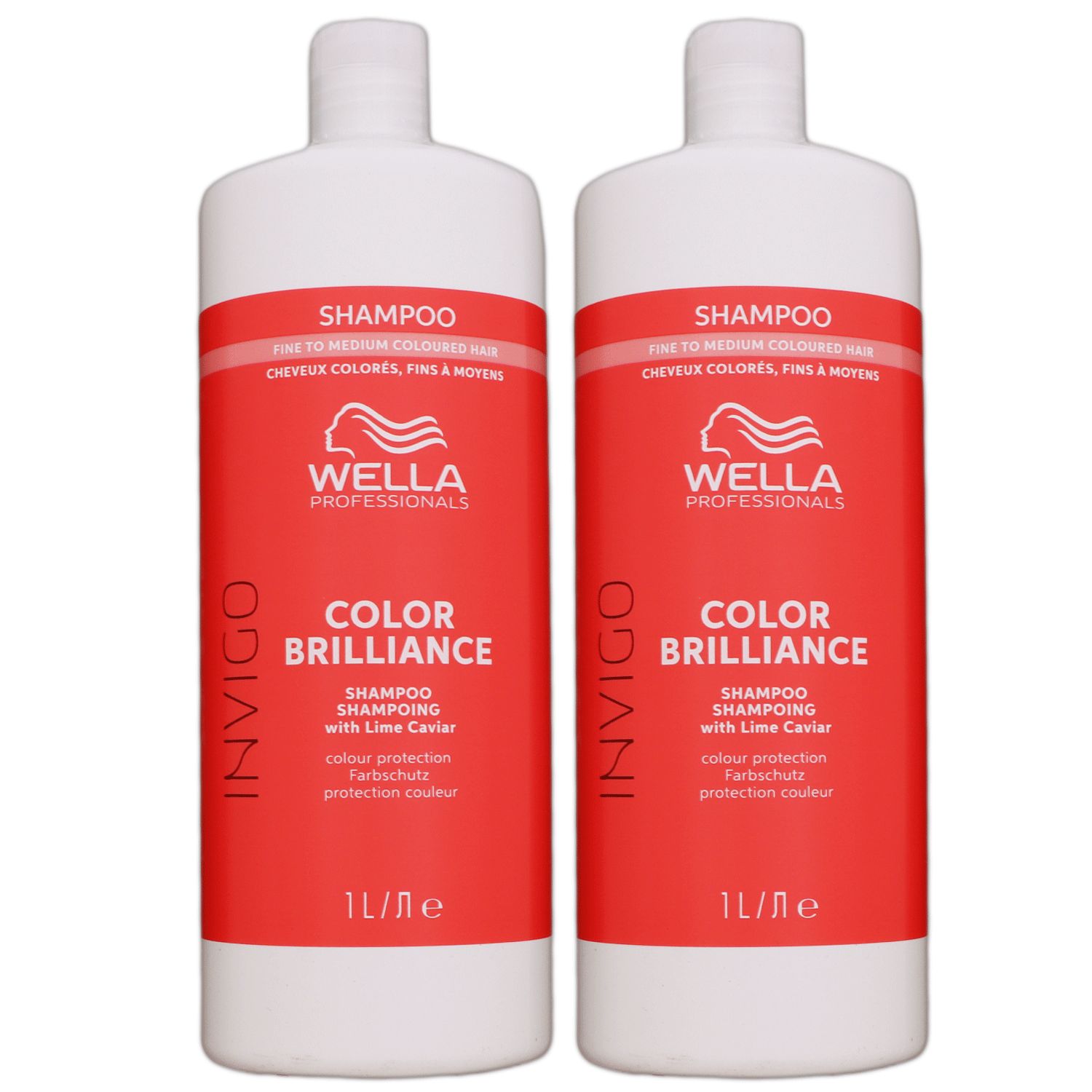 Wella Invigo Color Brilliance Shampoo 2 x 1000 ml feines normales coloriertes Haar Set