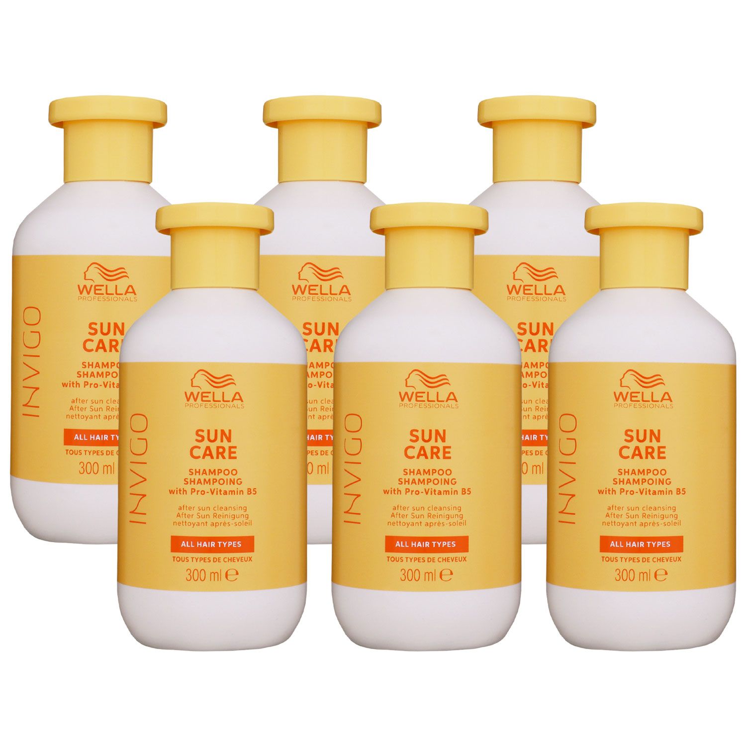 Wella Invigo Sun Care 6 x 300 ml Haarshampoo After Sun Shampoo Set