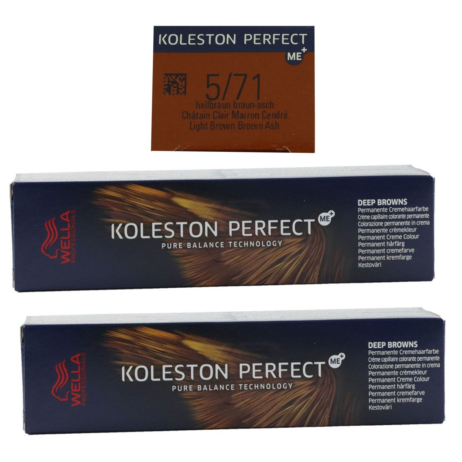 Wella Koleston 2 x 60 ml 5/71 hellbraun braun asch Set