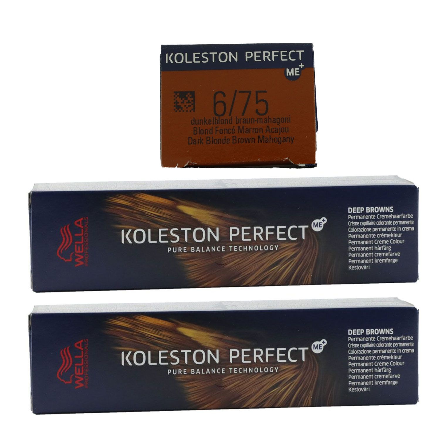 Wella Koleston 2 x 60 ml 6/75 dunkelblond braun mahagoni Set