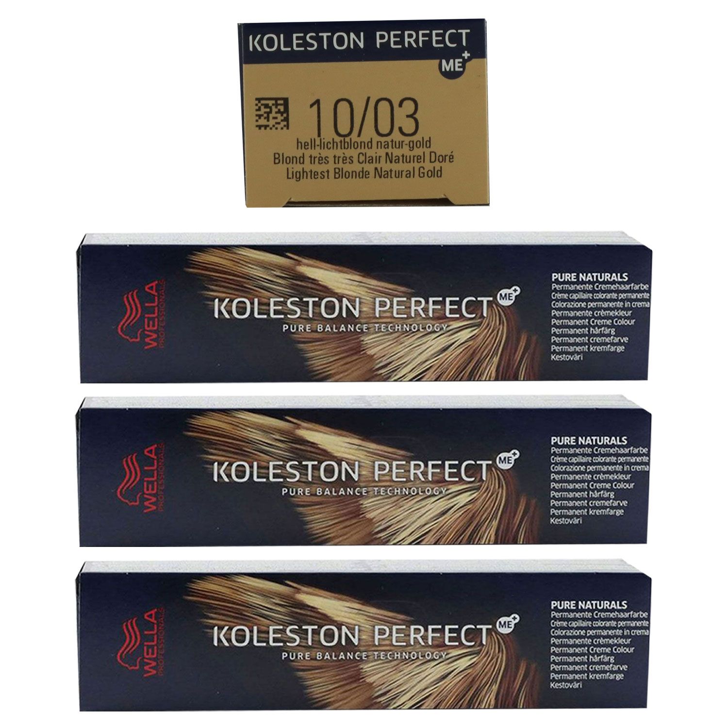 Wella Koleston 3 x 60 ml 10/03 hell lichtblond naturgold Set
