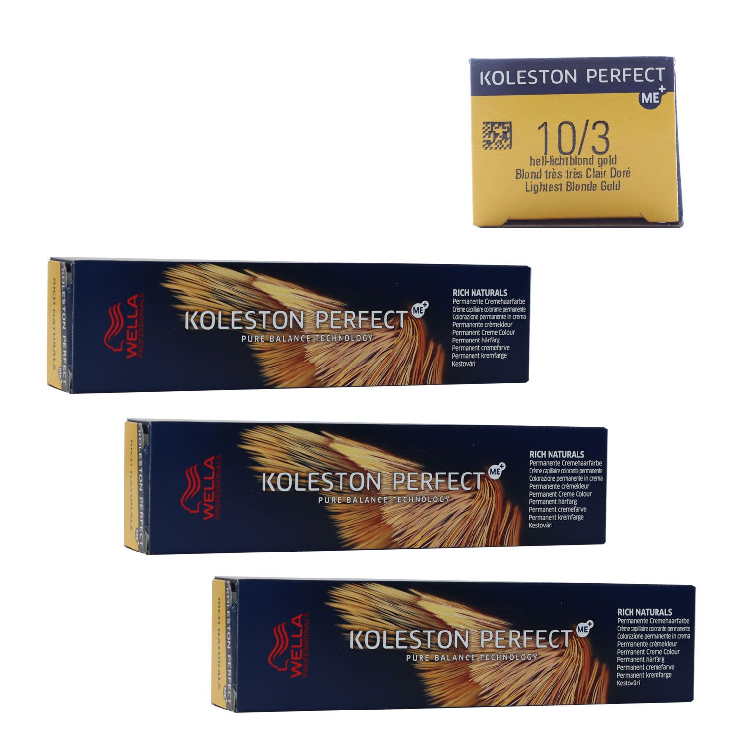 Wella Koleston 3 x 60 ml 10/3 hell lichtblond gold Set