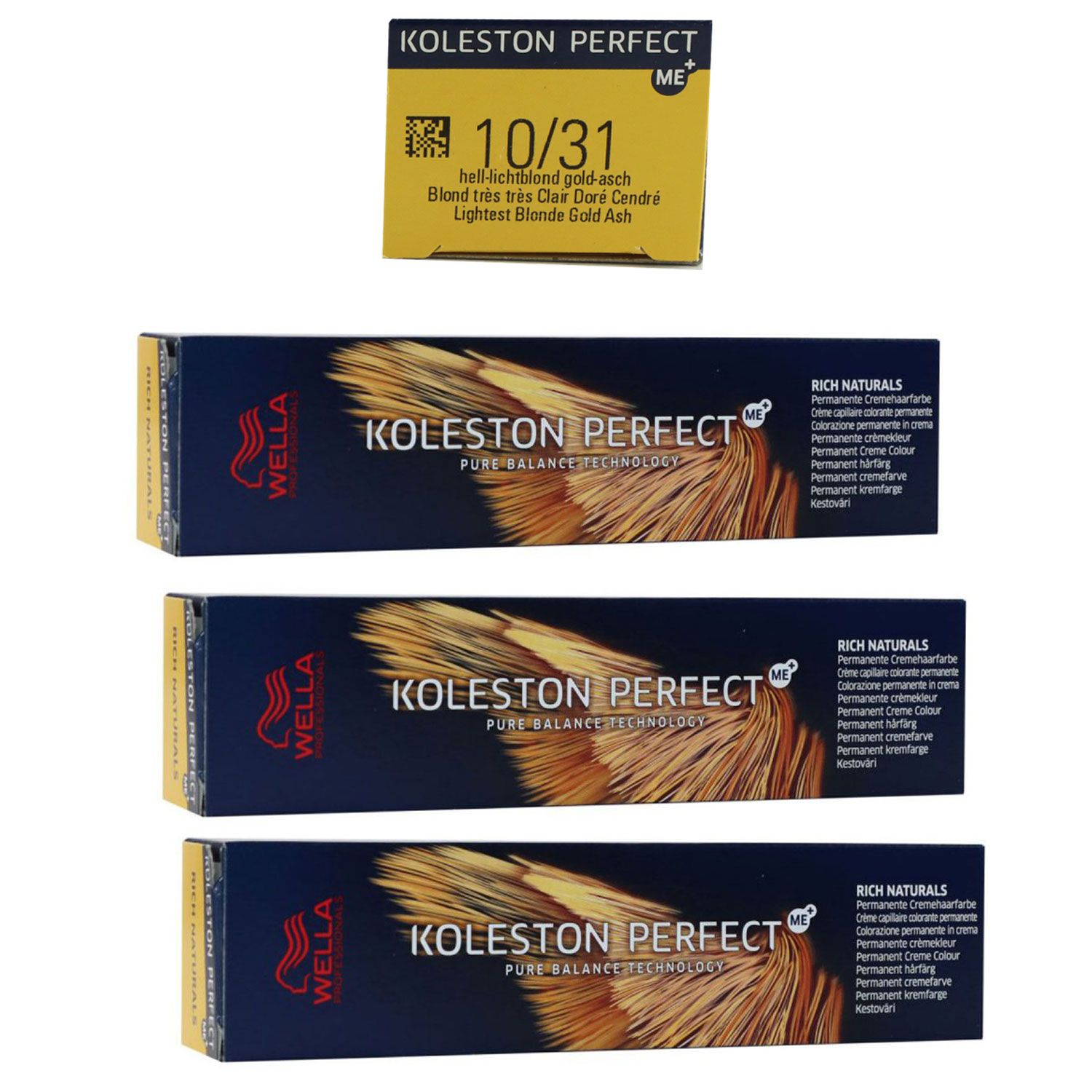 Wella Koleston 3 x 60 ml 10/31 hell lichtblond gold asch Set