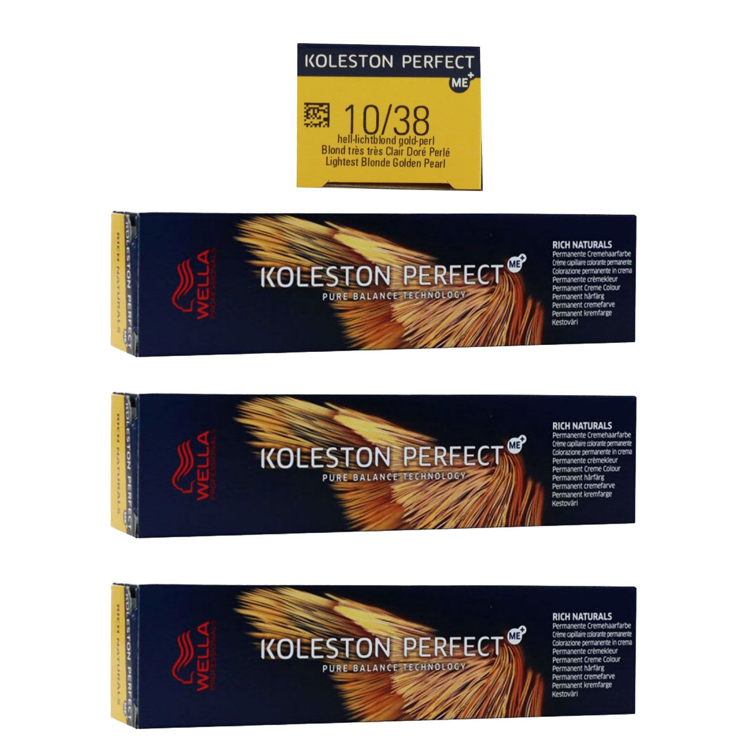 Wella Koleston 3 x 60 ml 10/38 hell lichtblond gold pearl Set