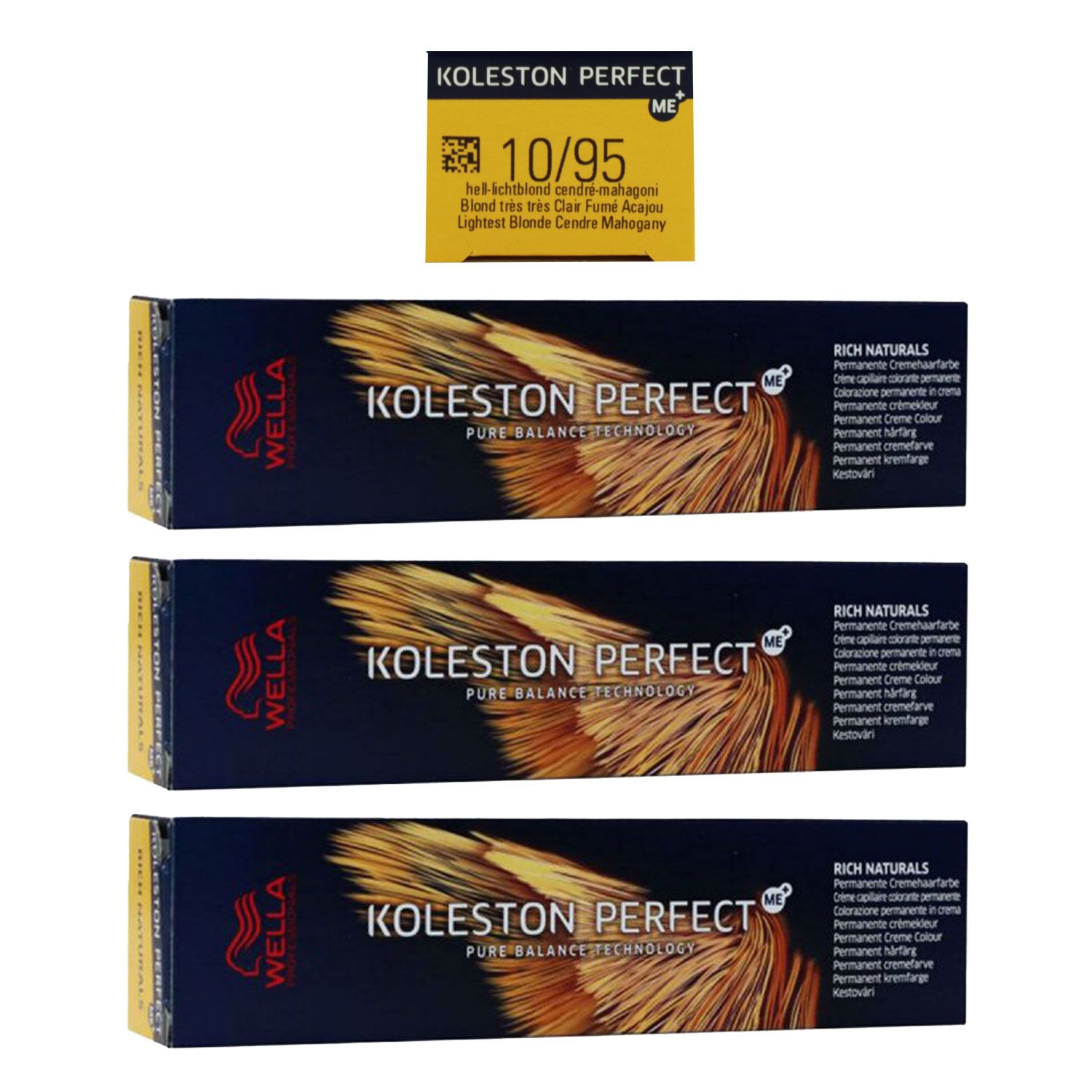 Wella Koleston 3 x 60 ml 10/95 hell lichtblond cendre mahagoni Set