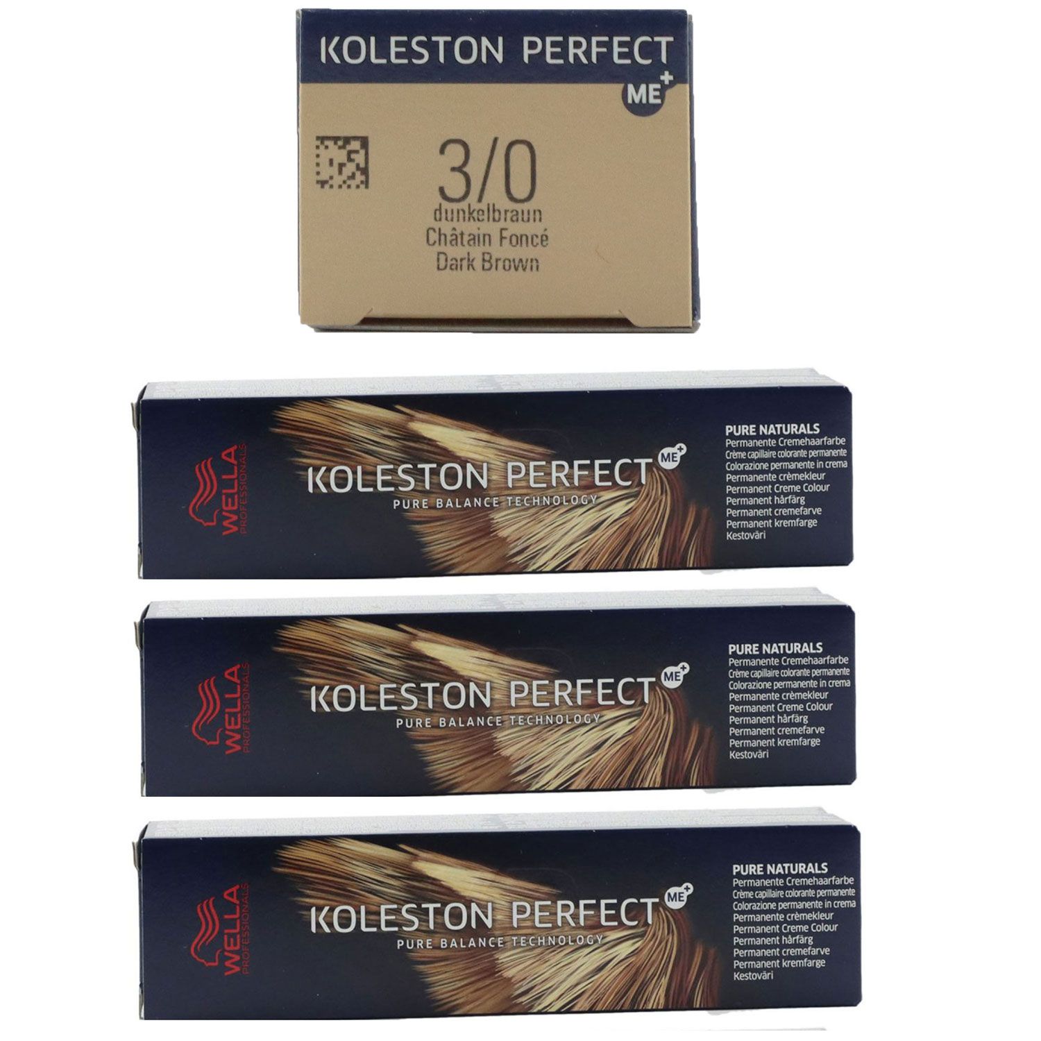 Wella Koleston 3 x 60 ml 3/0 dunkelbraun Set