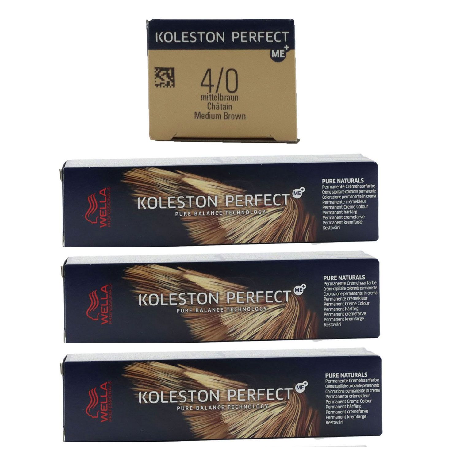 Wella Koleston 3 x 60 ml 4/0 mittelbraun Set