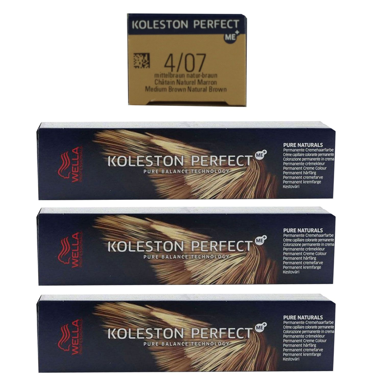 Wella Koleston 3 x 60 ml 4/07 mittelbraun natur braun Set