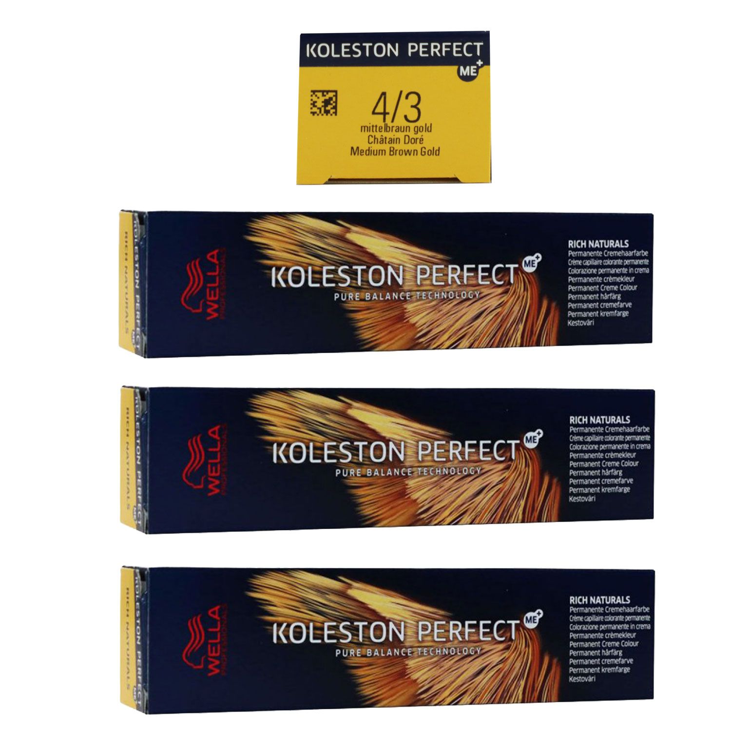 Wella Koleston 3 x 60 ml 4/3 mittelbraun gold Set