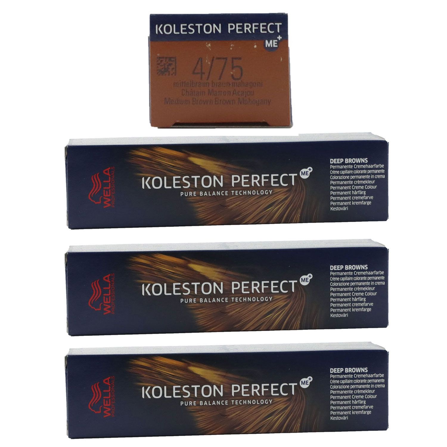Wella Koleston 3 x 60 ml 4/75 mittelbraun braun-mahagoni Set