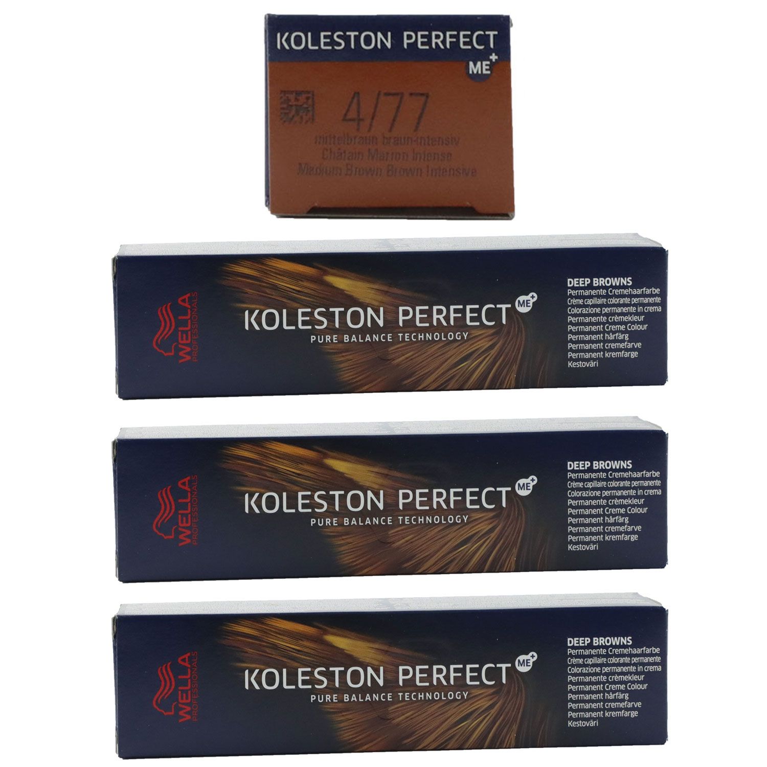 Wella Koleston 3 x 60 ml 4/77 mittelbraun braun-intensiv Set