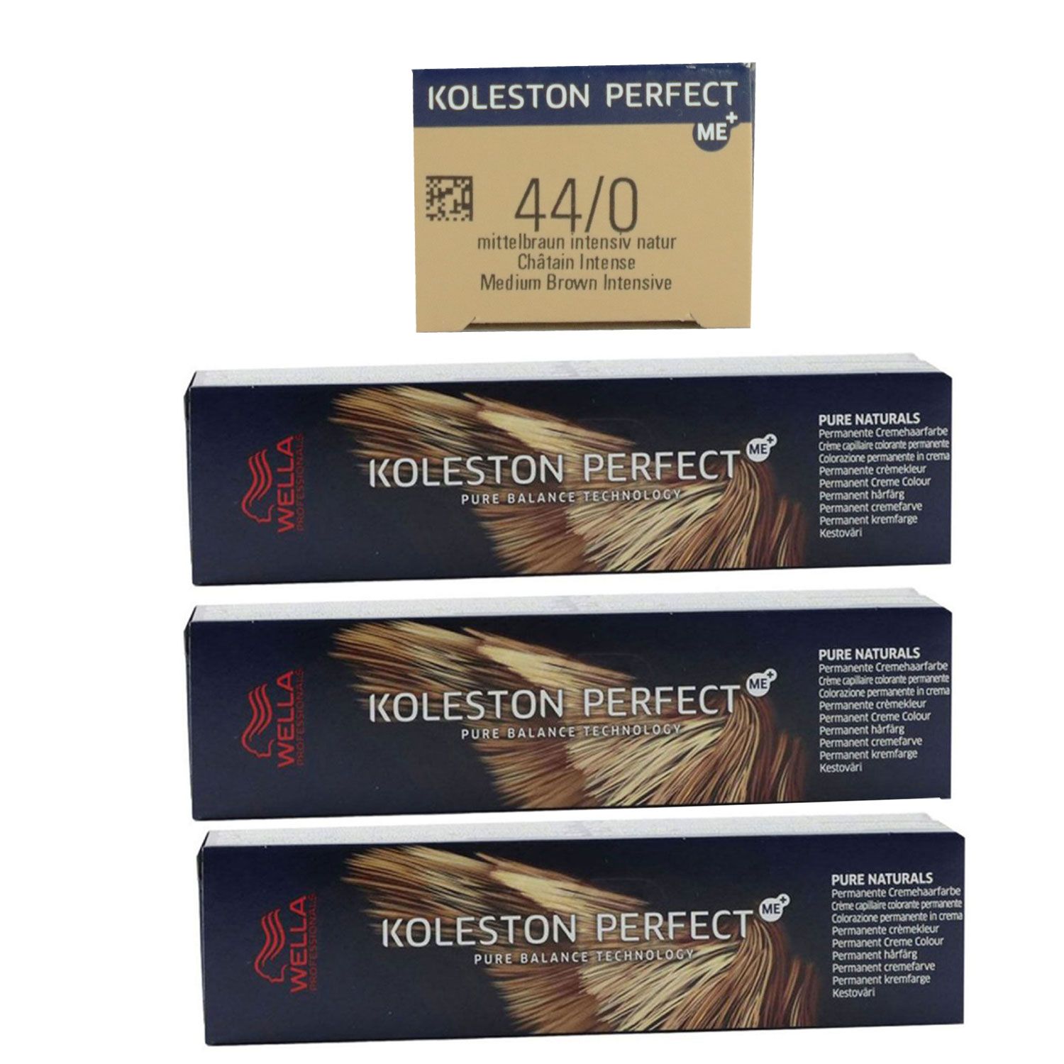 Wella Koleston 3 x 60 ml 44/0 mittelbraun intensiv natur Set
