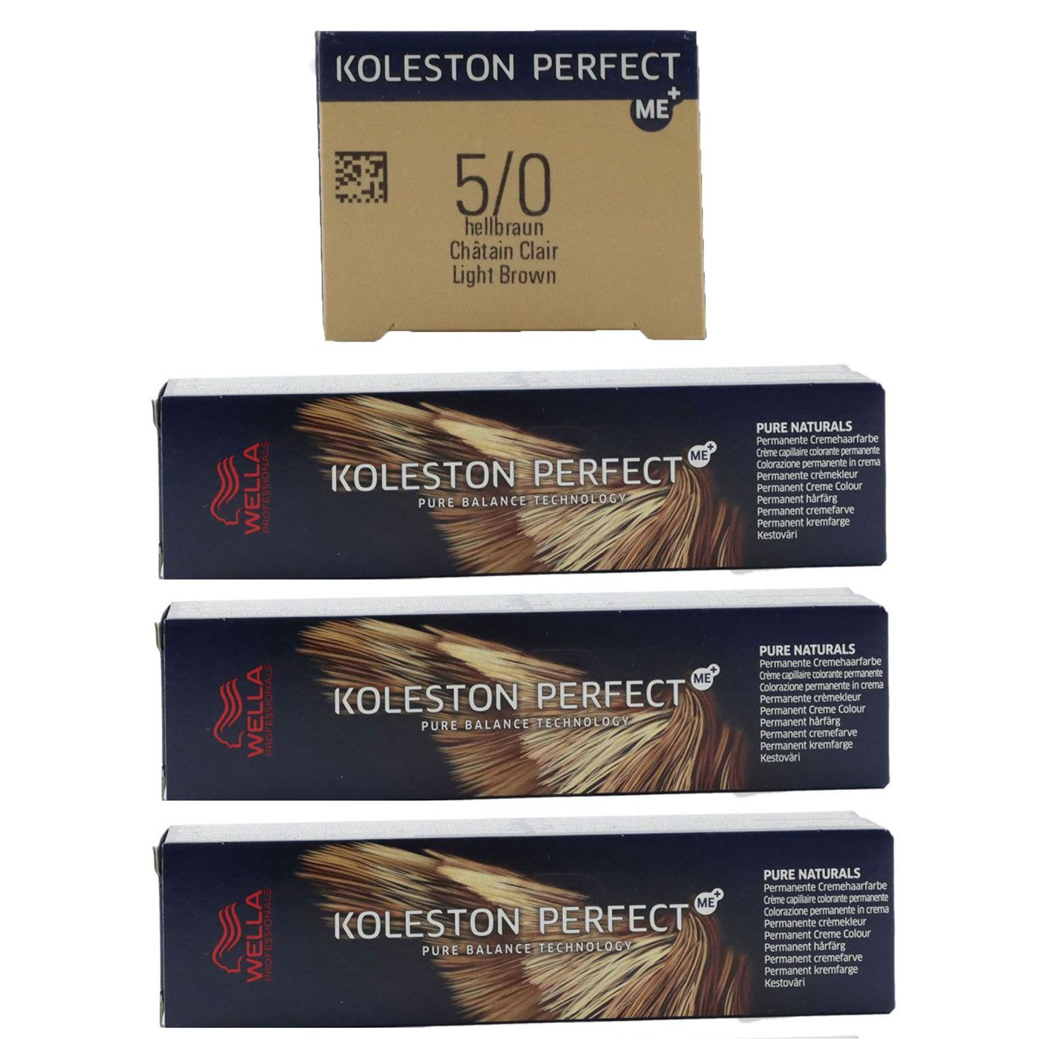 Wella Koleston 3 x 60 ml 5/0 hellbraun Set