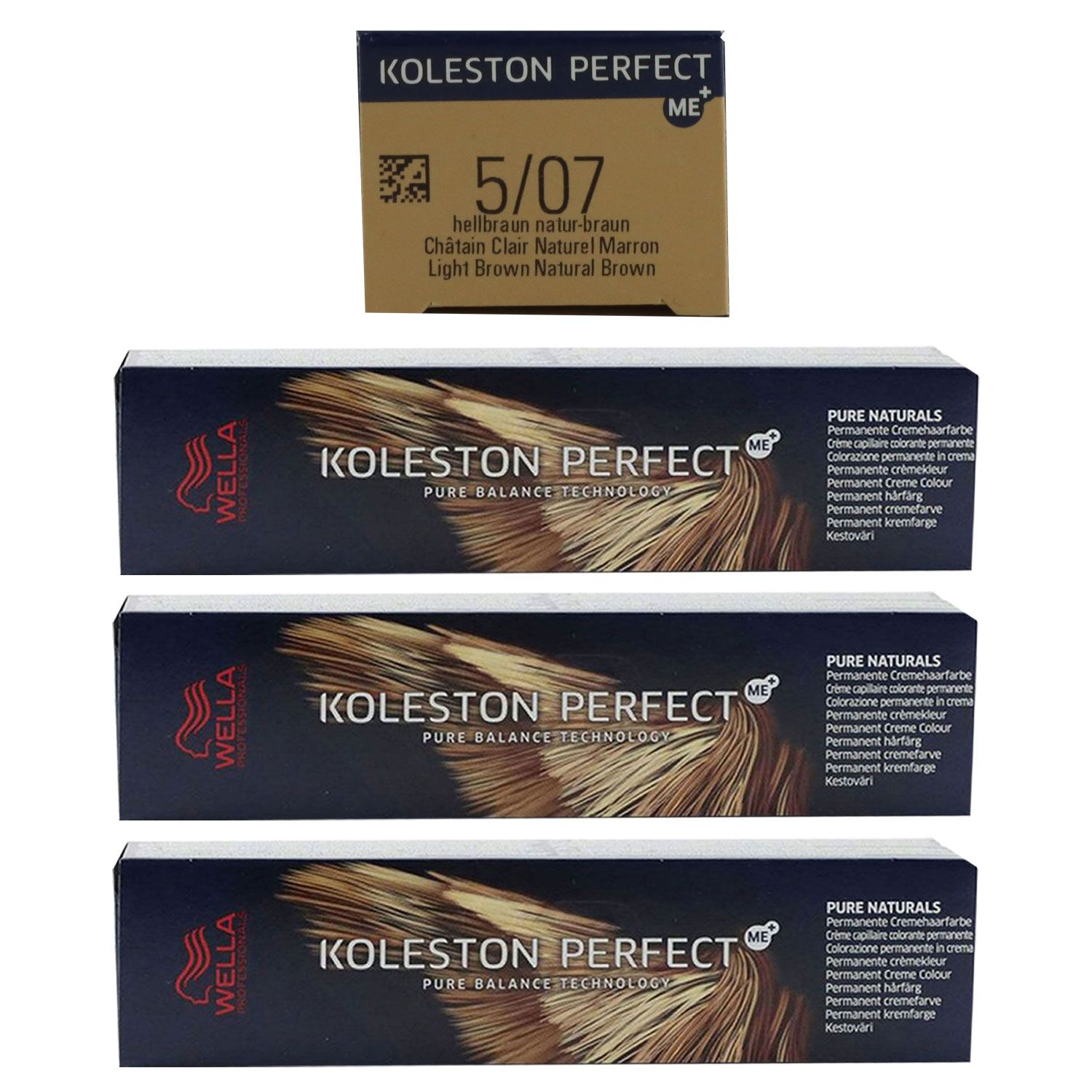 Wella Koleston 3 x 60 ml 5/07 hellbraun natur braun Set
