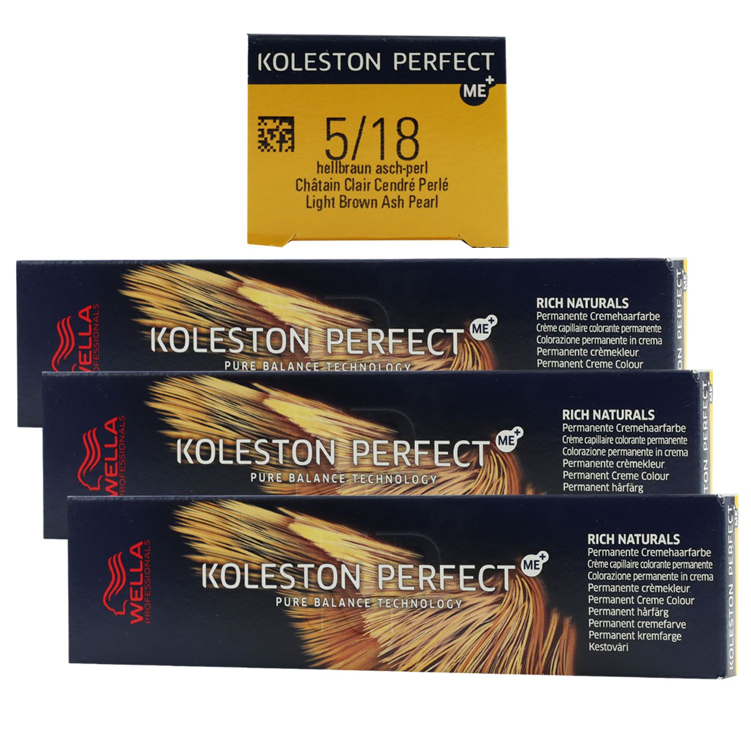 Wella Koleston 3 x 60 ml 5/18 hellbraun asch perl Set