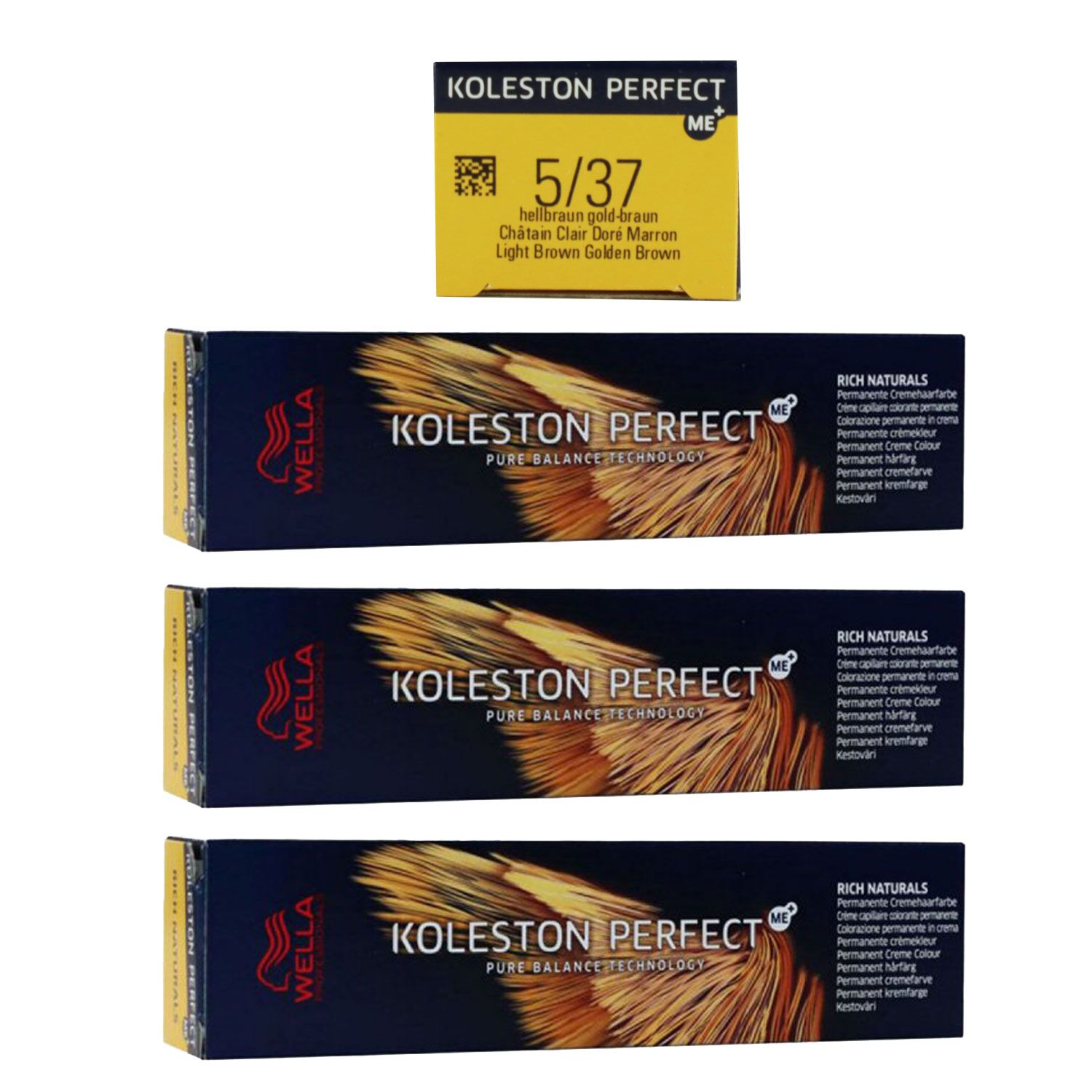 Wella Koleston 3 x 60 ml 5/37 hellbraun gold braun Set