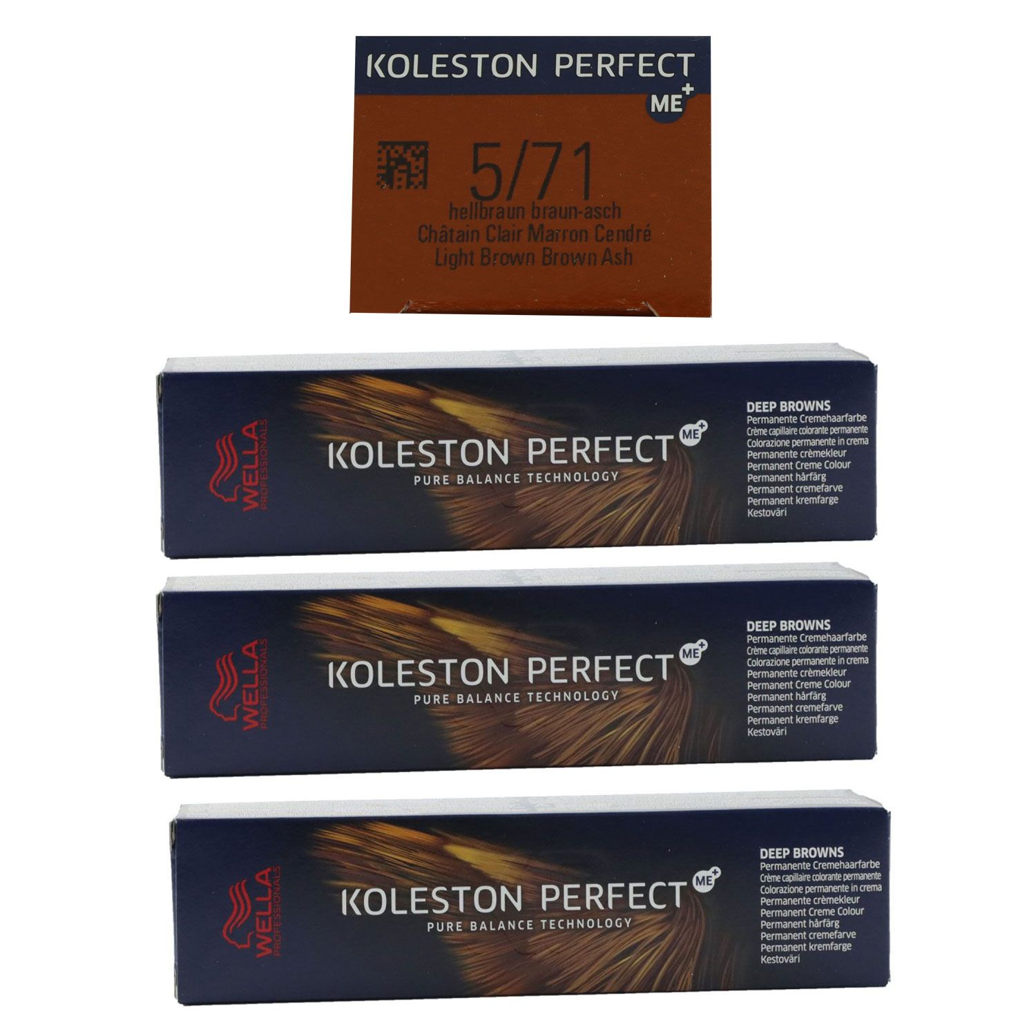 Wella Koleston 3 x 60 ml 5/71 hellbraun braun asch Set