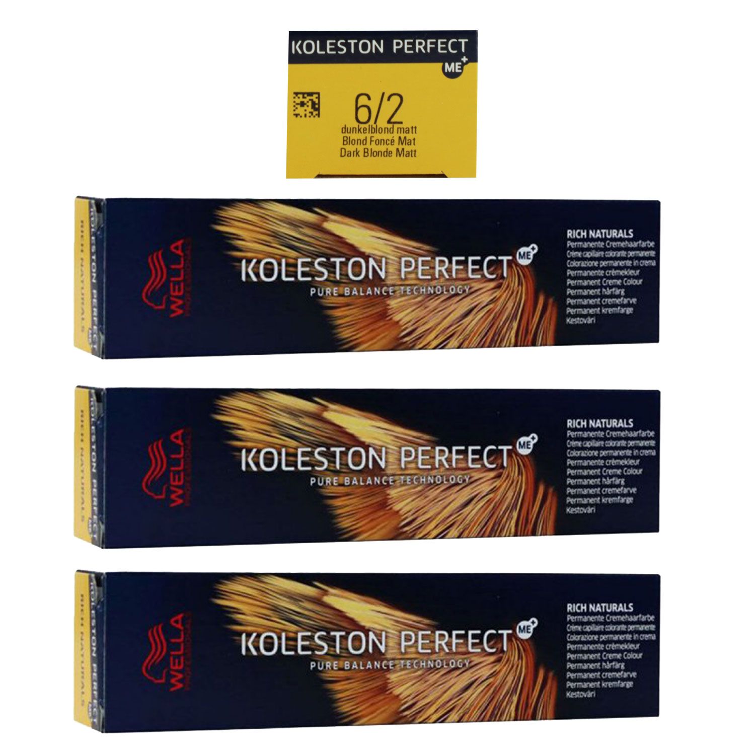 Wella Koleston 3 x 60 ml 6/2 dunkelblond matt Set
