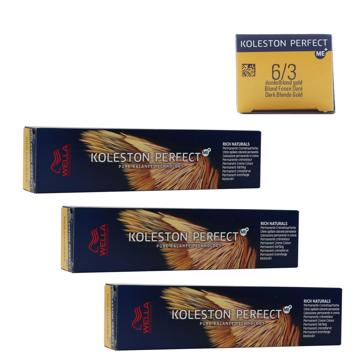 Wella Koleston 3 x 60 ml 6/3 dunkelblond gold Set
