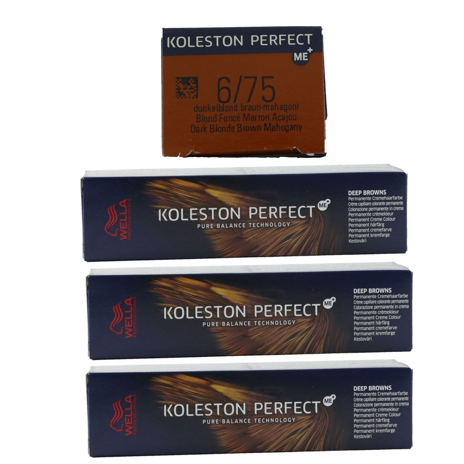 Wella Koleston 3 x 60 ml 6/75 dunkelblond braun mahagoni Set