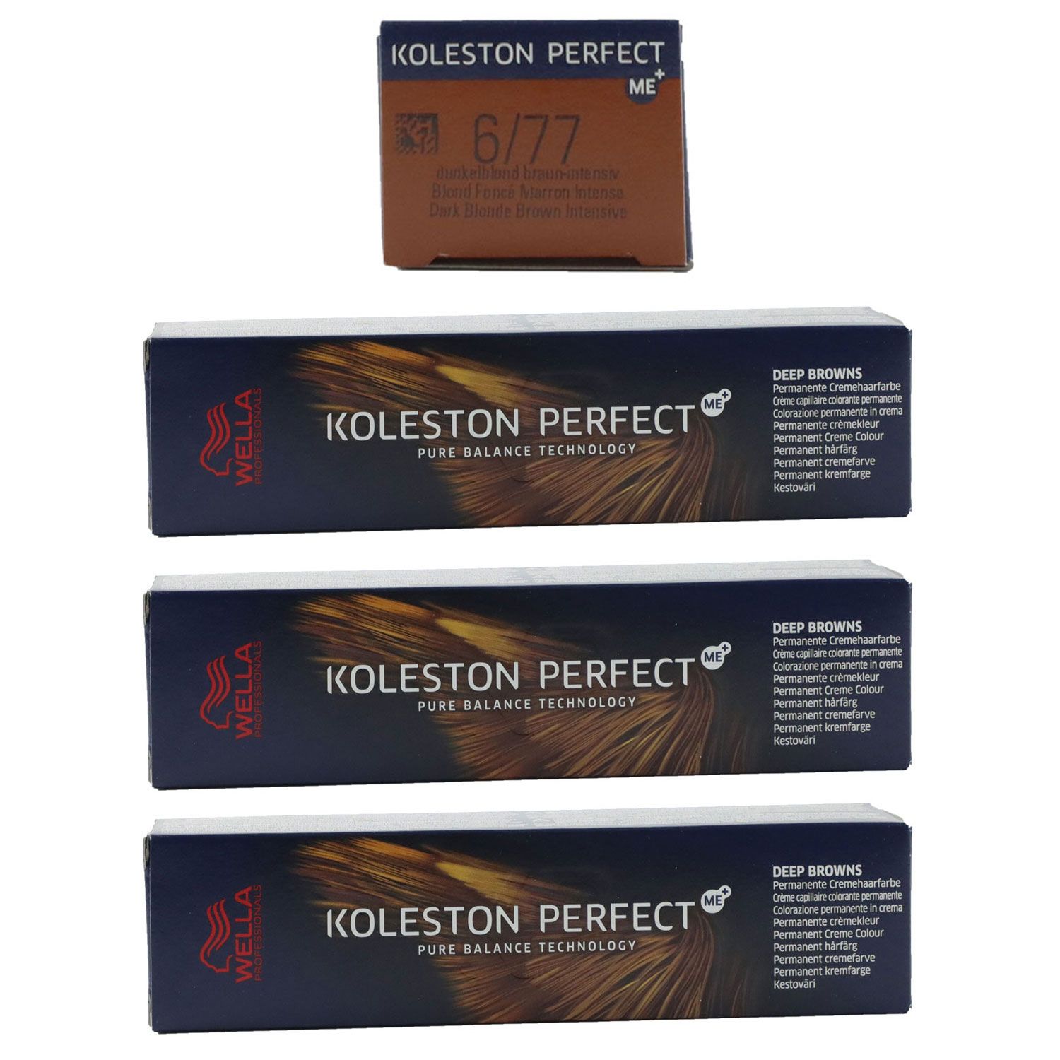 Wella Koleston 3 x 60 ml 6/77 dunkelblond braun-intensiv Set