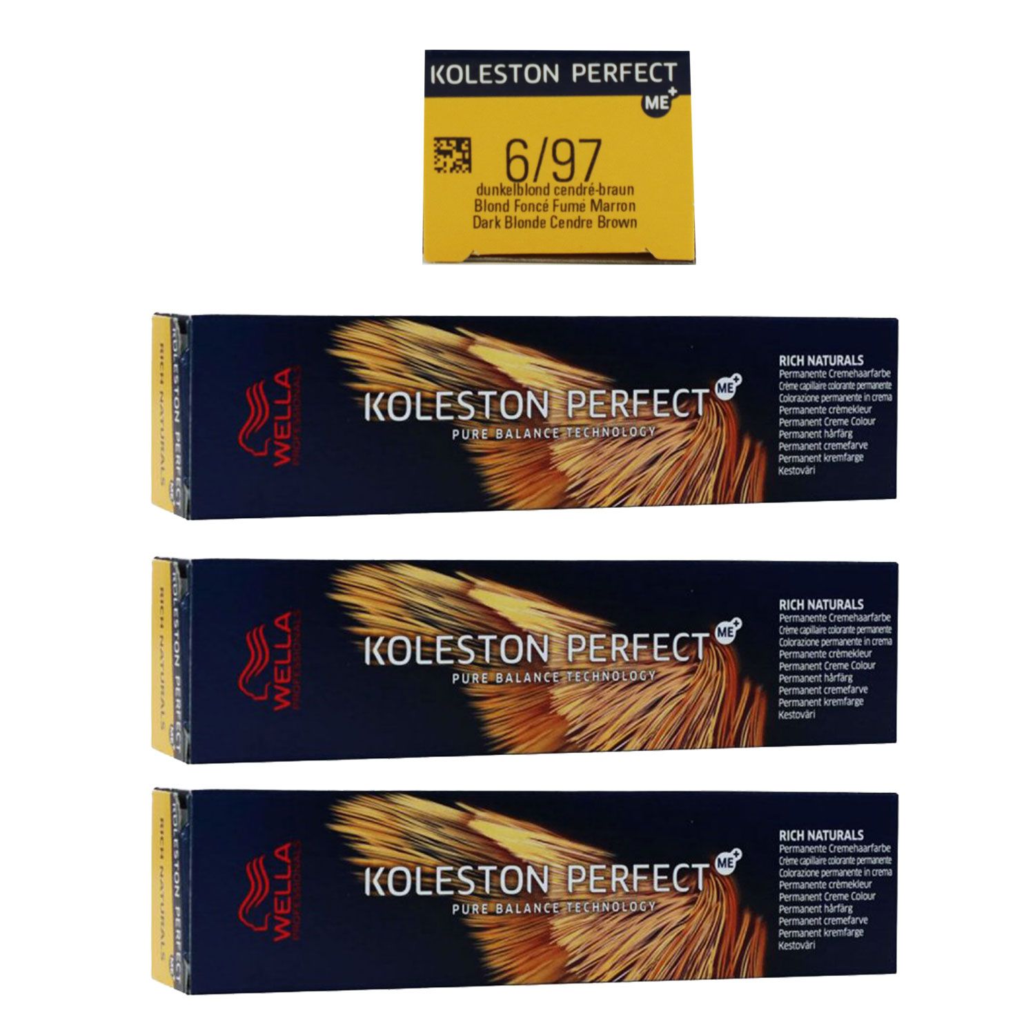 Wella Koleston 3 x 60 ml 6/97 dunkelblond cendre braun Set