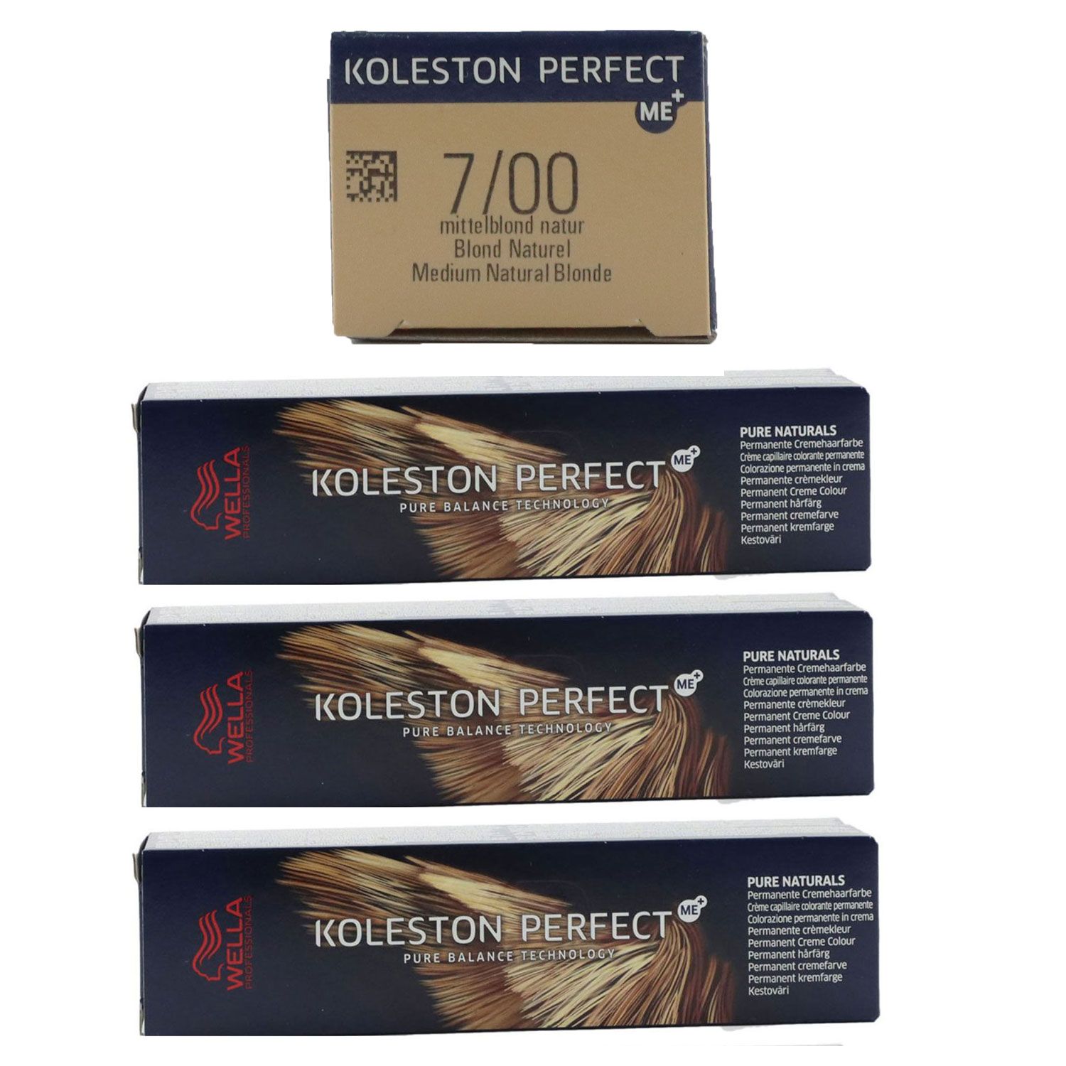 Wella Koleston 3 x 60 ml 7/00 mittelblond natur Set