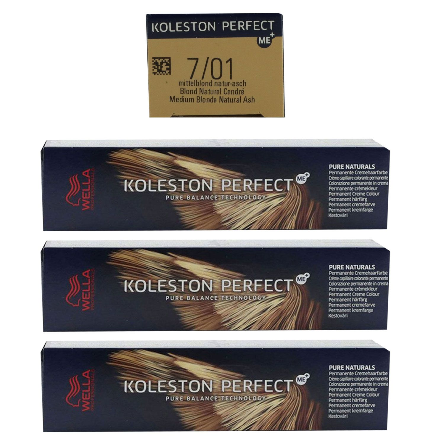 Wella Koleston 3 x 60 ml 7/01 mittelblond natur asch Set