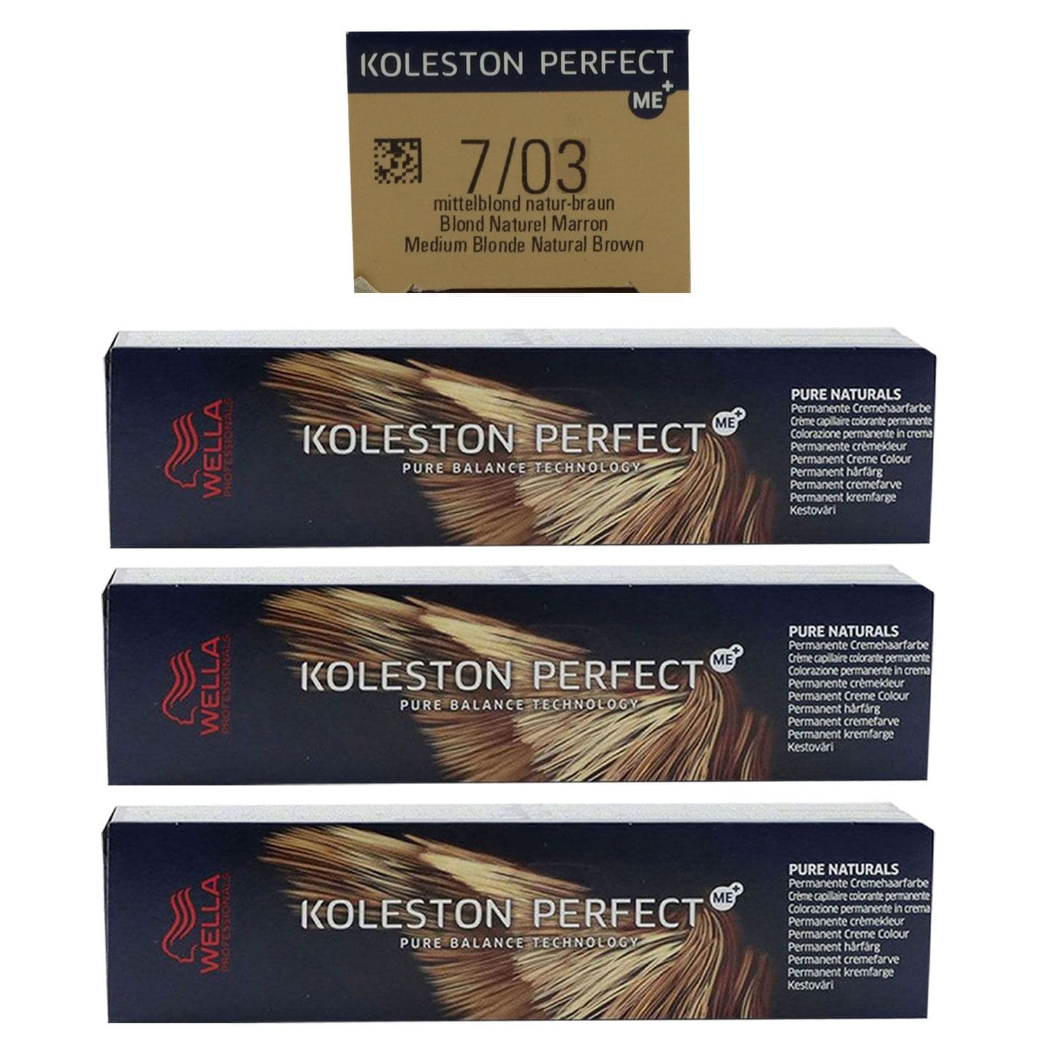 Wella Koleston 3 x 60 ml 7/03 mittelblond natur gold Set