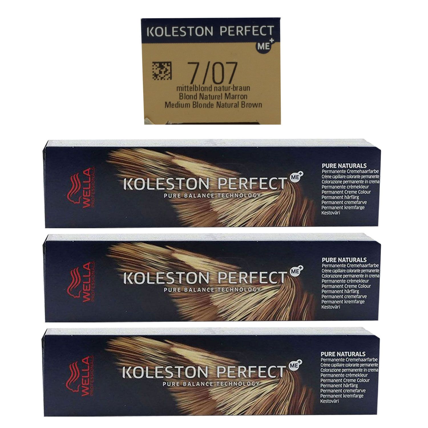 Wella Koleston 3 x 60 ml 7/07 mittelblond natur braun Set