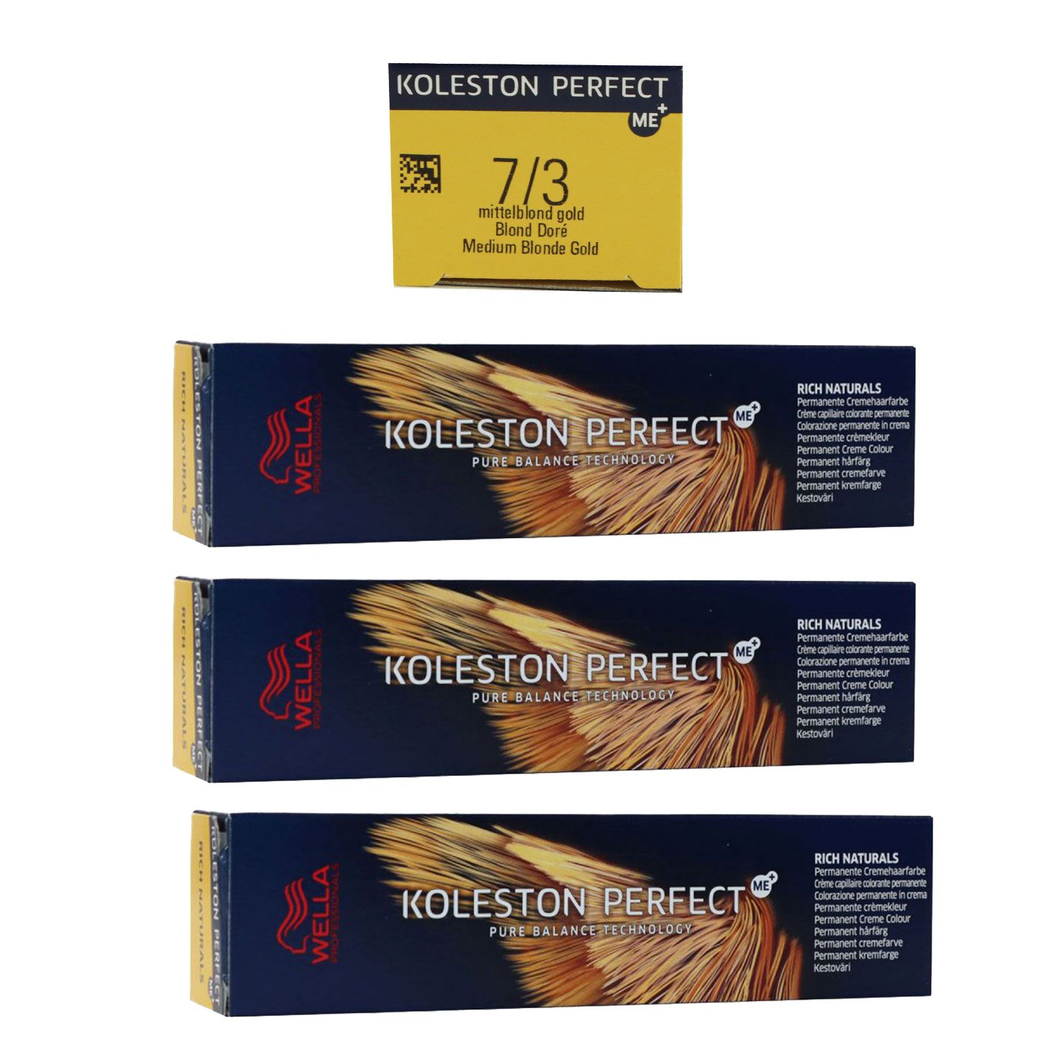 Wella Koleston 3 x 60 ml 7/3 mittelblond gold Set